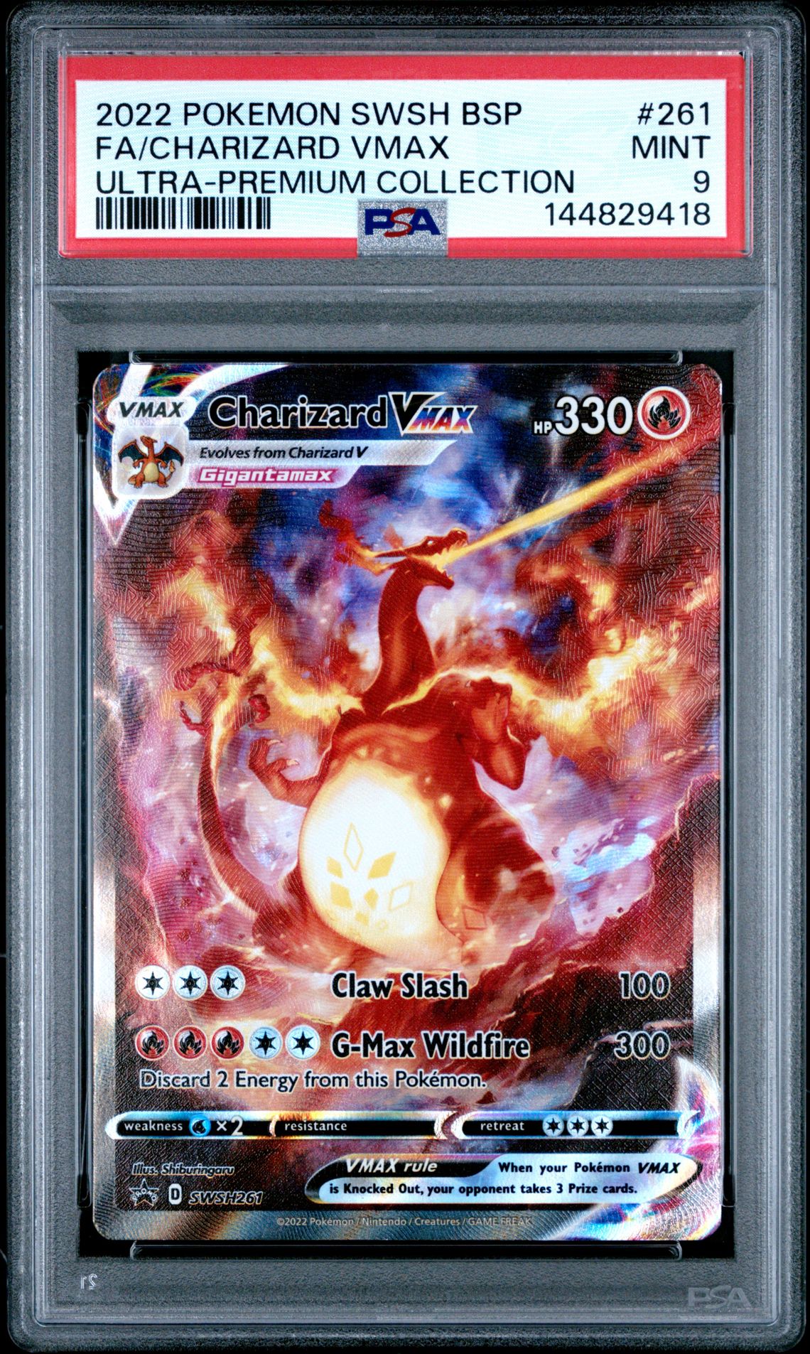 2022 Pokemon Swsh Black Star Promo Fa/Charizard Vmax #261 (Ultra-Premium Collection) Mint 9 front