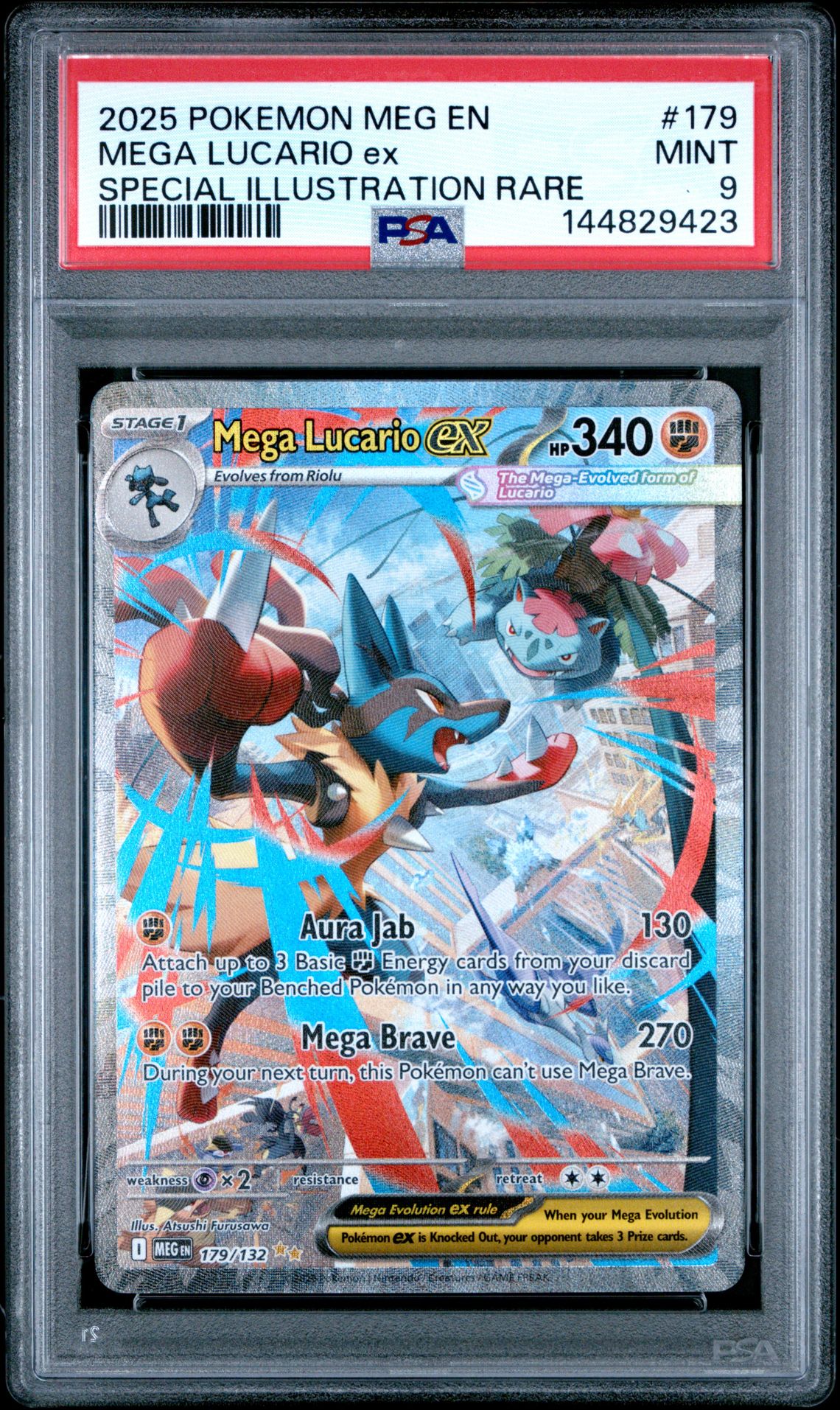 2025 Pokemon Meg En-Mega Evolution Mega Lucario Ex #179 (Special Illustration Rare) Mint 9 front
