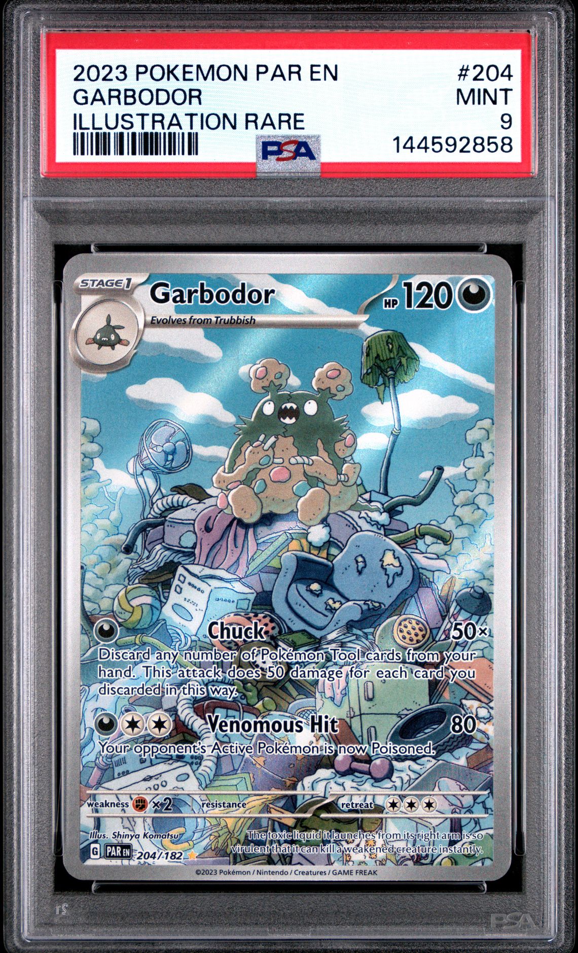 2023 Pokemon Par En-Paradox Rift Garbodor #204 (Illustration Rare) Mint 9 front