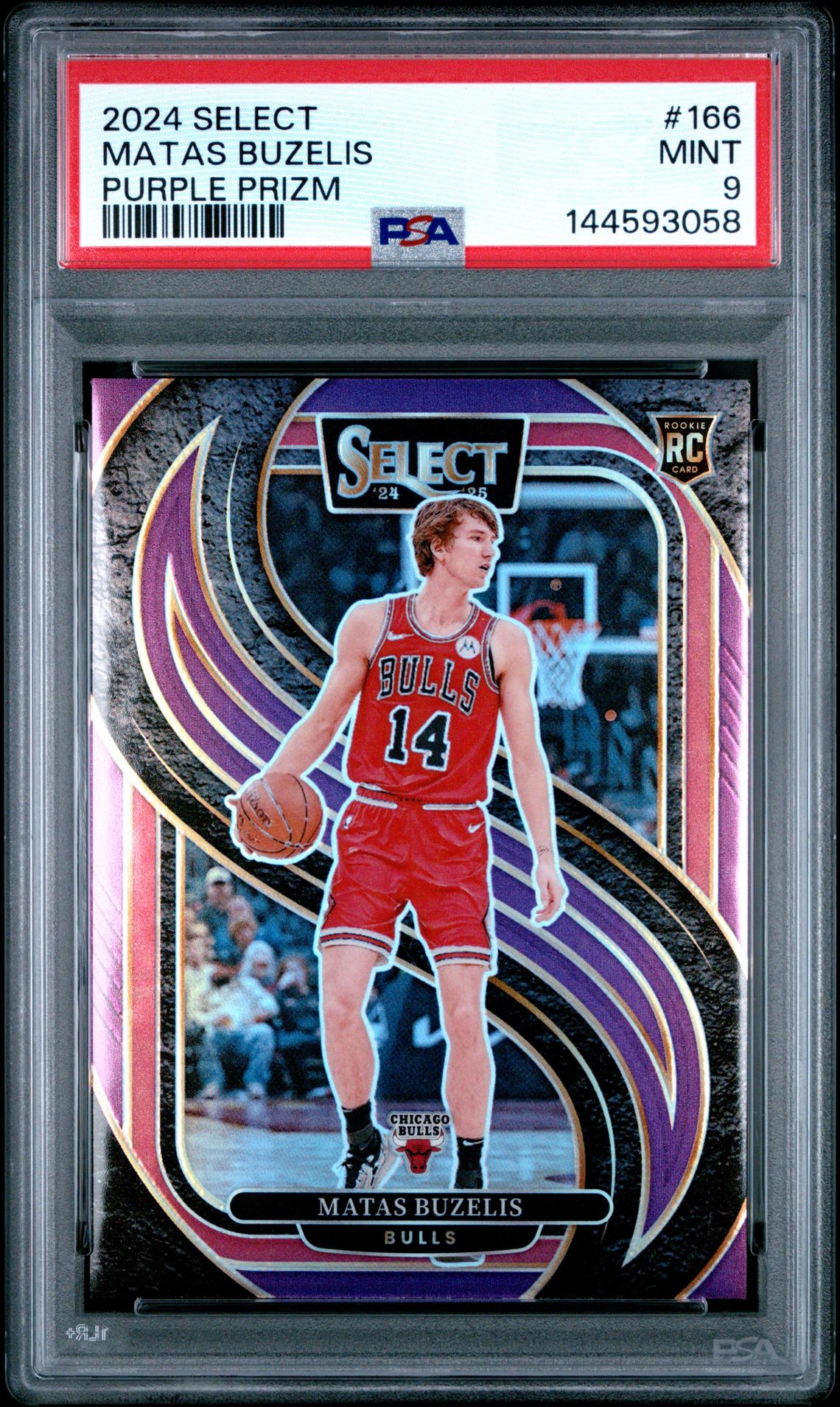 2024 Panini Select Matas Buzelis #166 (Purple Prizm) Mint 9 front