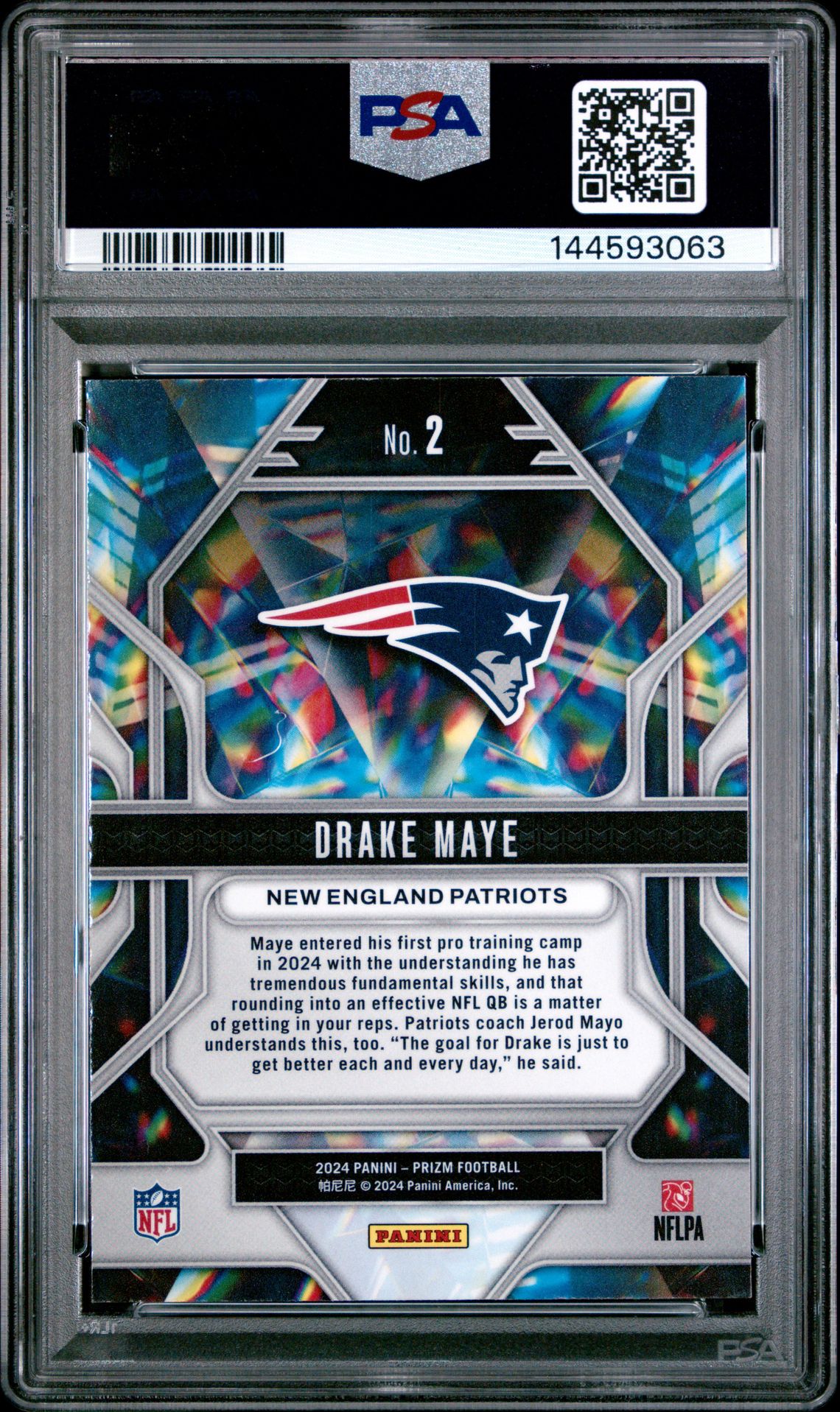 2024 Panini Prizm Prizmatic Drake Maye #2 Gem Mt 10 back