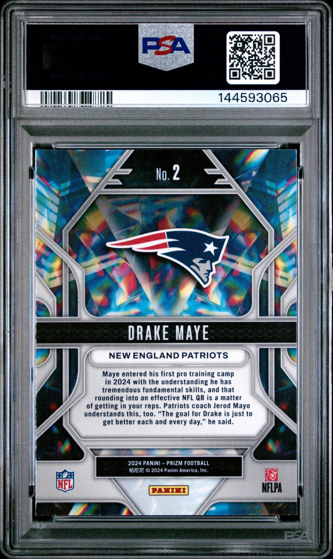 2024 Panini Prizm Prizmatic Drake Maye #2 Gem Mt 10 back