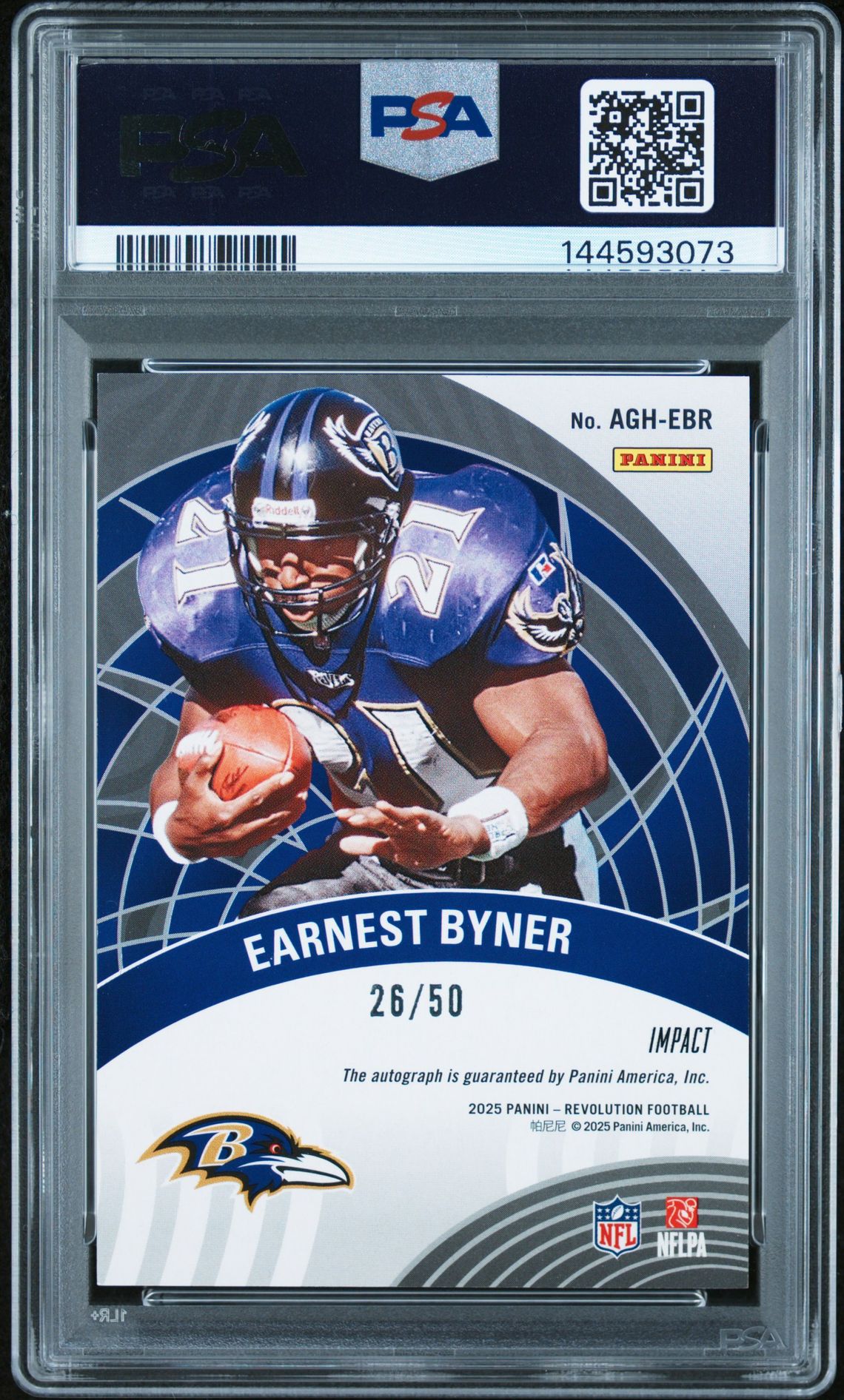 2025 Panini Revolution Autographs Earnest Byner #Agh-Ebr (Impact) Mint 9 back