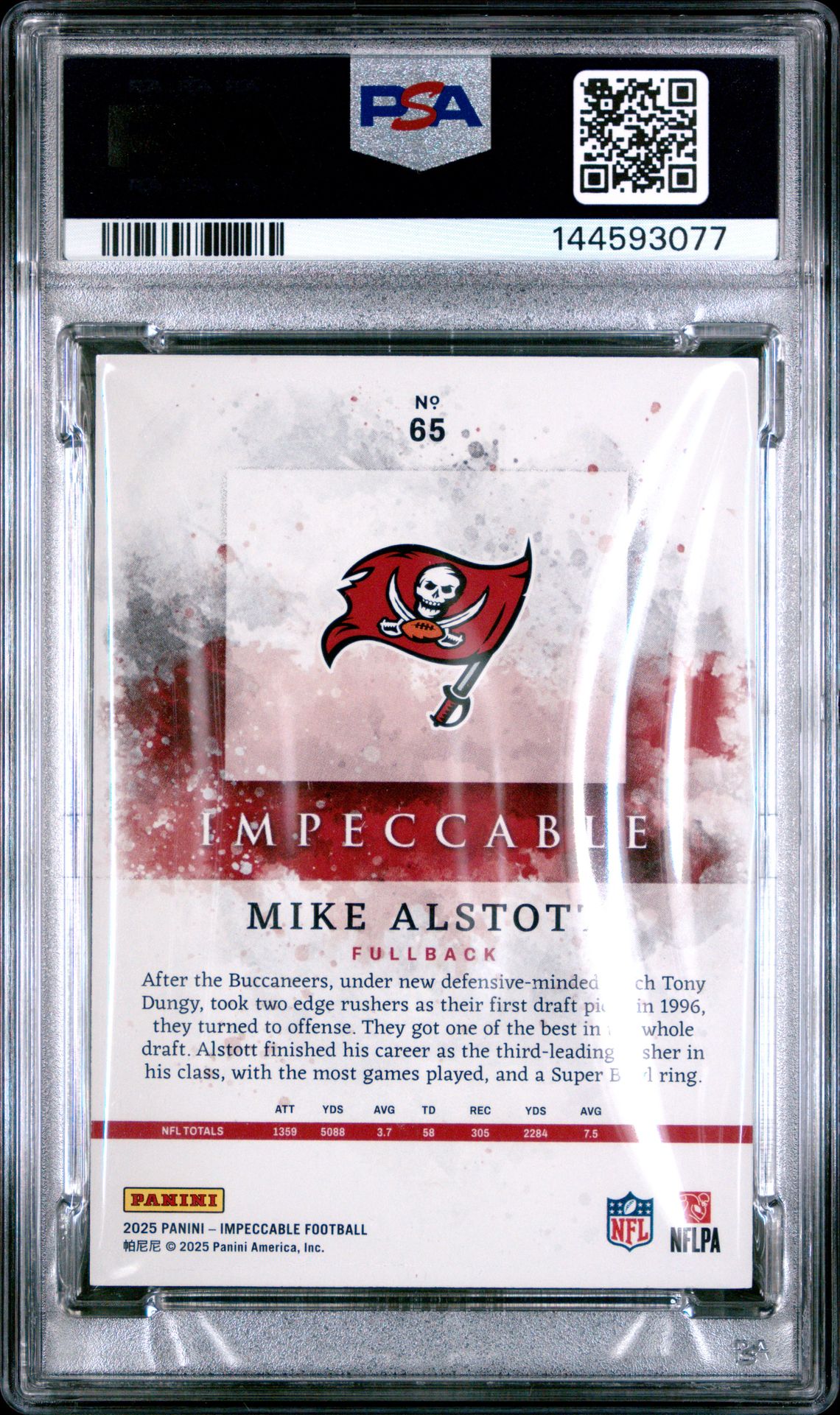 2025 Panini Impeccable Mike Alstott #65 (Silver) Mint 9 back