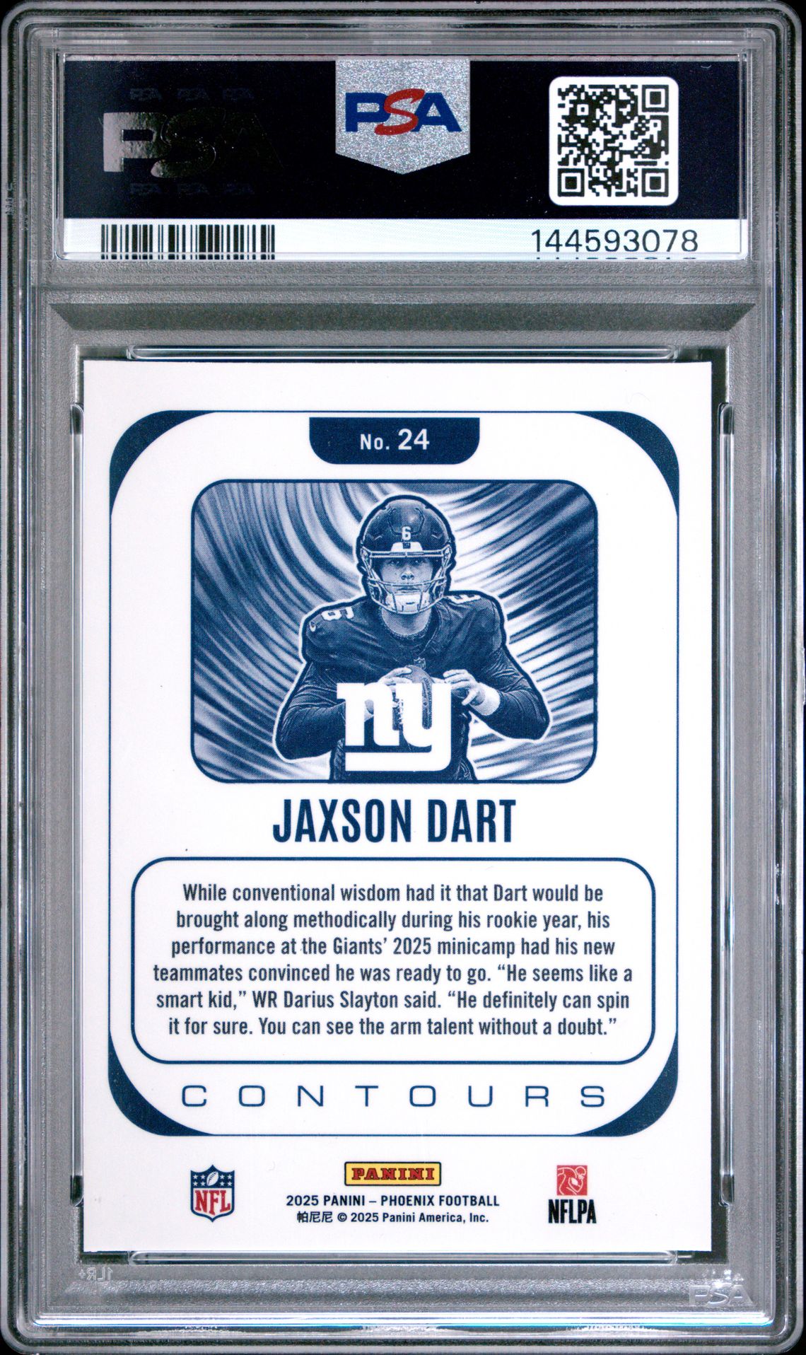 2025 Panini Phoenix Contours Jaxson Dart #24 Mint 9 back