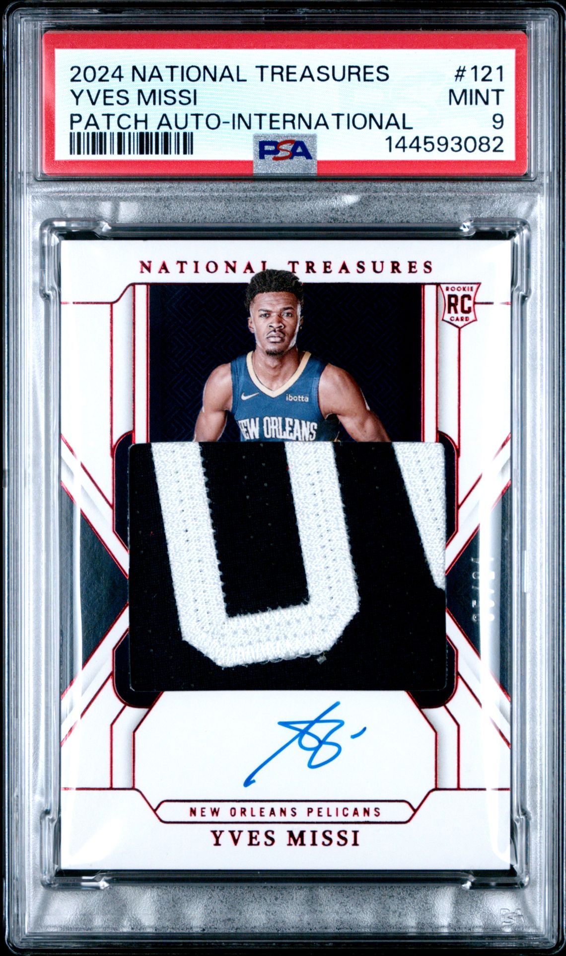 2024 Panini National Treasures Yves Missi #121 (Patch Auto-International) Mint 9 front