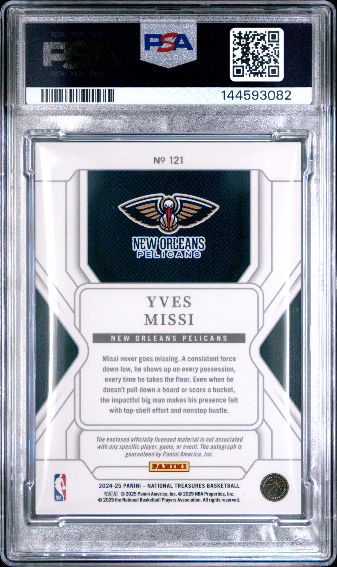 2024 Panini National Treasures Yves Missi #121 (Patch Auto-International) Mint 9 back