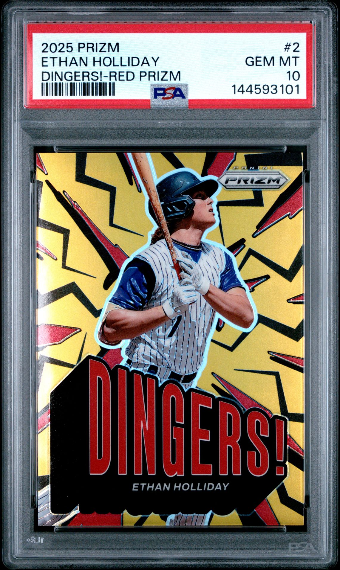 2025 Panini Prizm Dingers! Ethan Holliday #2 (Dingers!-Red Prizm) Gem Mt 10 front