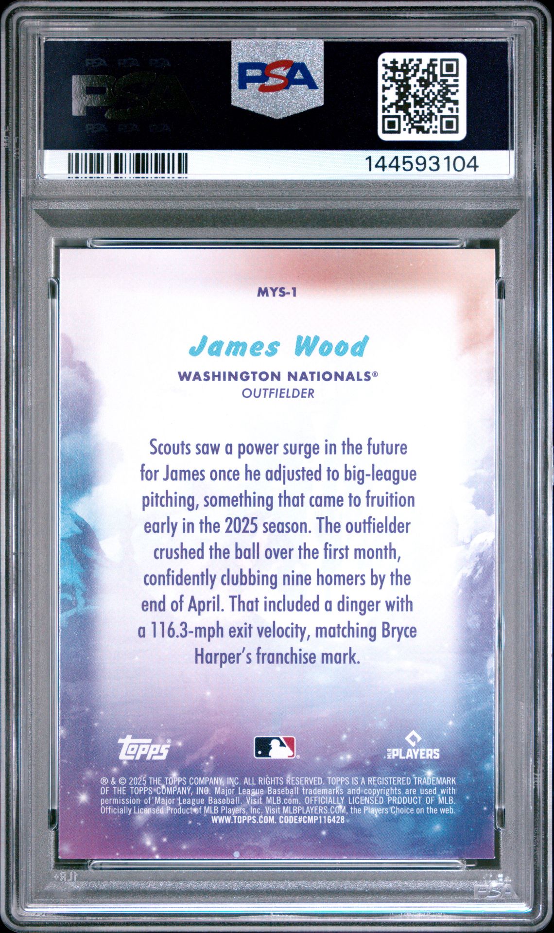 2025 Topps Update Mystical James Wood #1 Mint 9 back