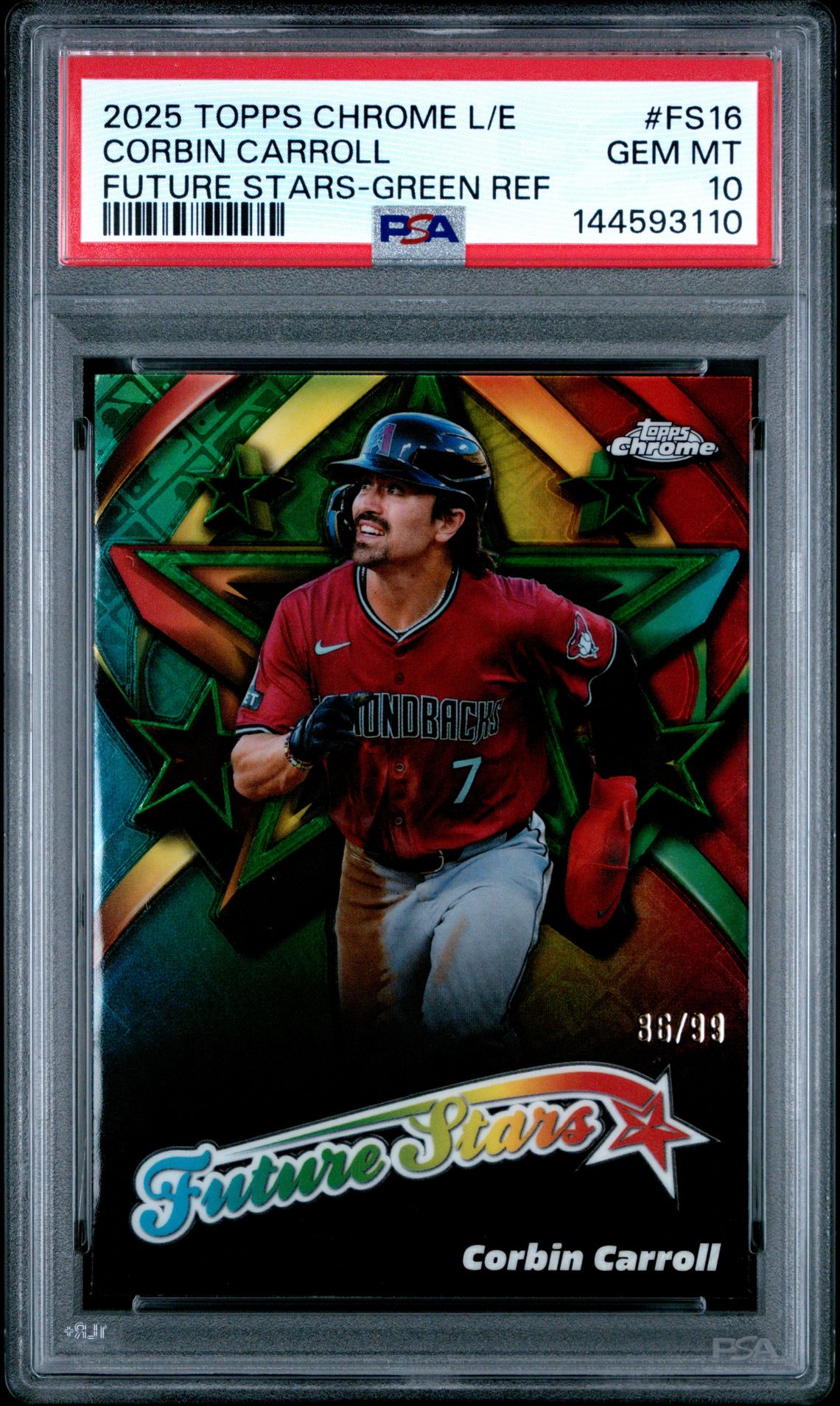 2025 Topps Chrome Logofractor Edition Future Stars Corbin Carroll #Fs16 (Future Stars-Green Ref) Gem Mt 10 front