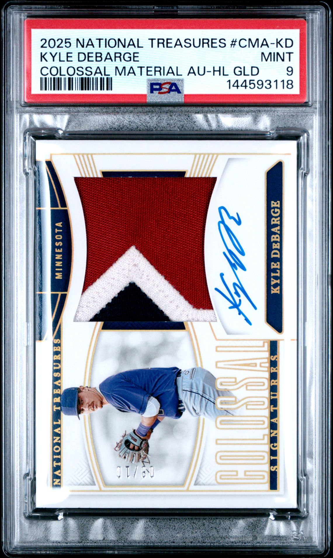 2025 Panini National Treasures Colossal Material Autographs Kyle Debarge #Kd (Colossal Material Au-Hl Gld) Mint 9 front