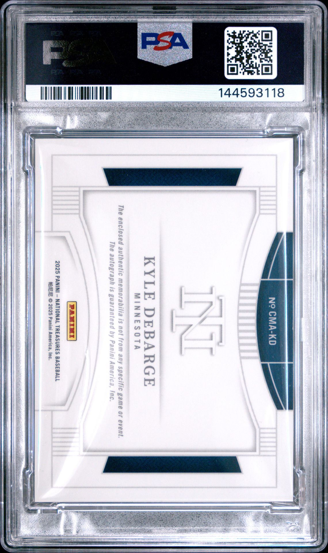 2025 Panini National Treasures Colossal Material Autographs Kyle Debarge #Kd (Colossal Material Au-Hl Gld) Mint 9 back