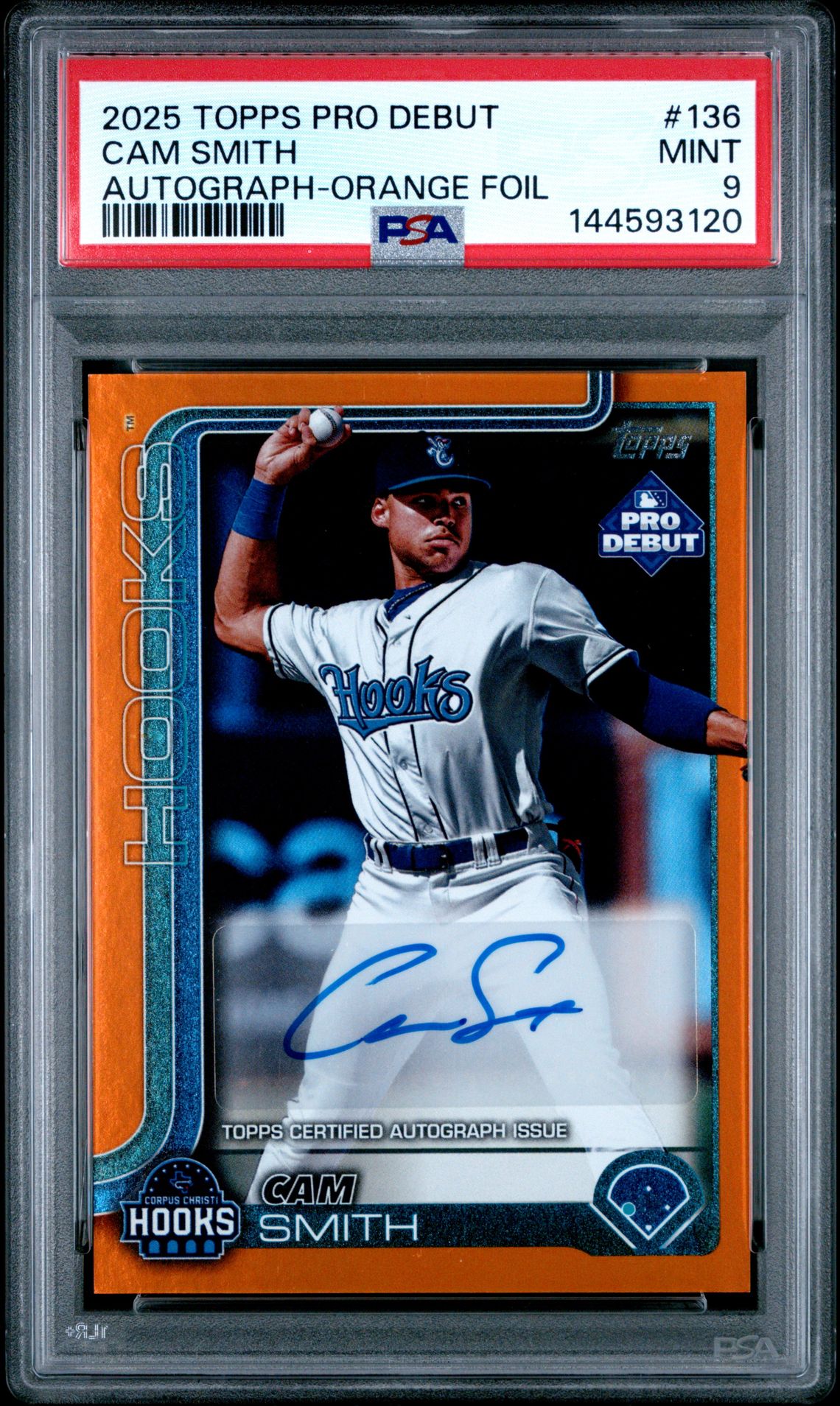 2025 Topps Pro Debut Cam Smith #136 (Autograph-Orange Foil) Mint 9 front