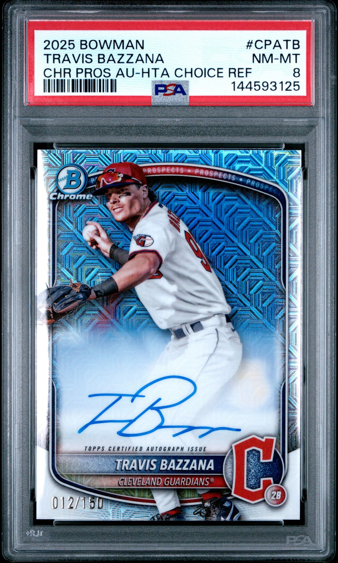 2025 Bowman Chrome Prospect Autographs Travis Bazzana #Cpatb (Chr Pros Au-Hta Choice Ref) Nm-Mt 8 front