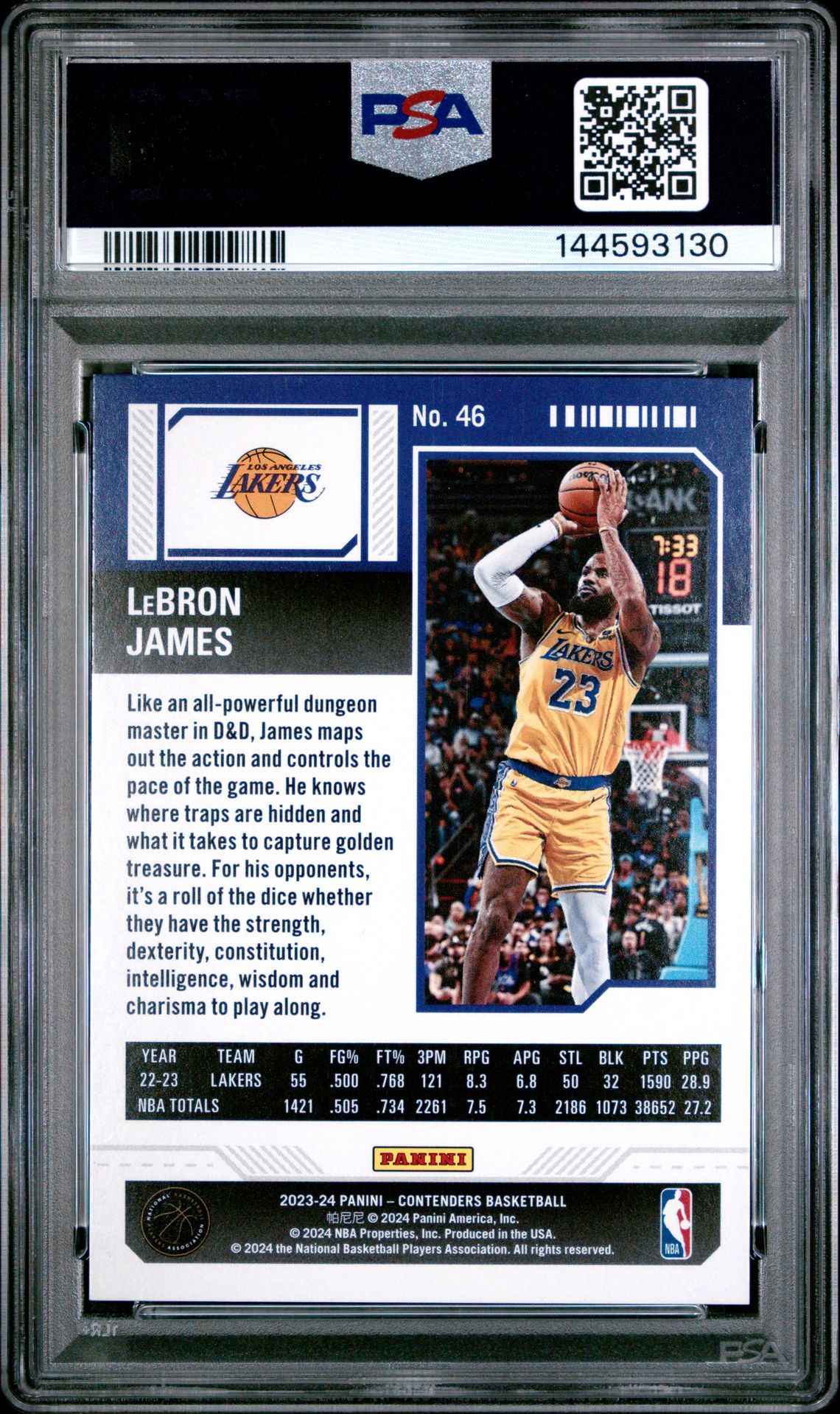 2023 Panini Contenders Lebron James #46 (Semifinal) Mint 9 back