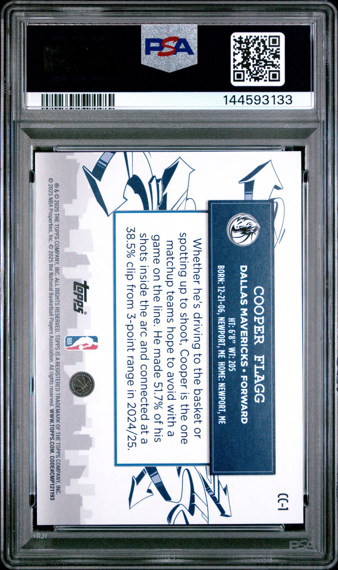 2025 Topps Clutch City Prospects Cooper Flagg #Cc-1 Nm-Mt 8 back