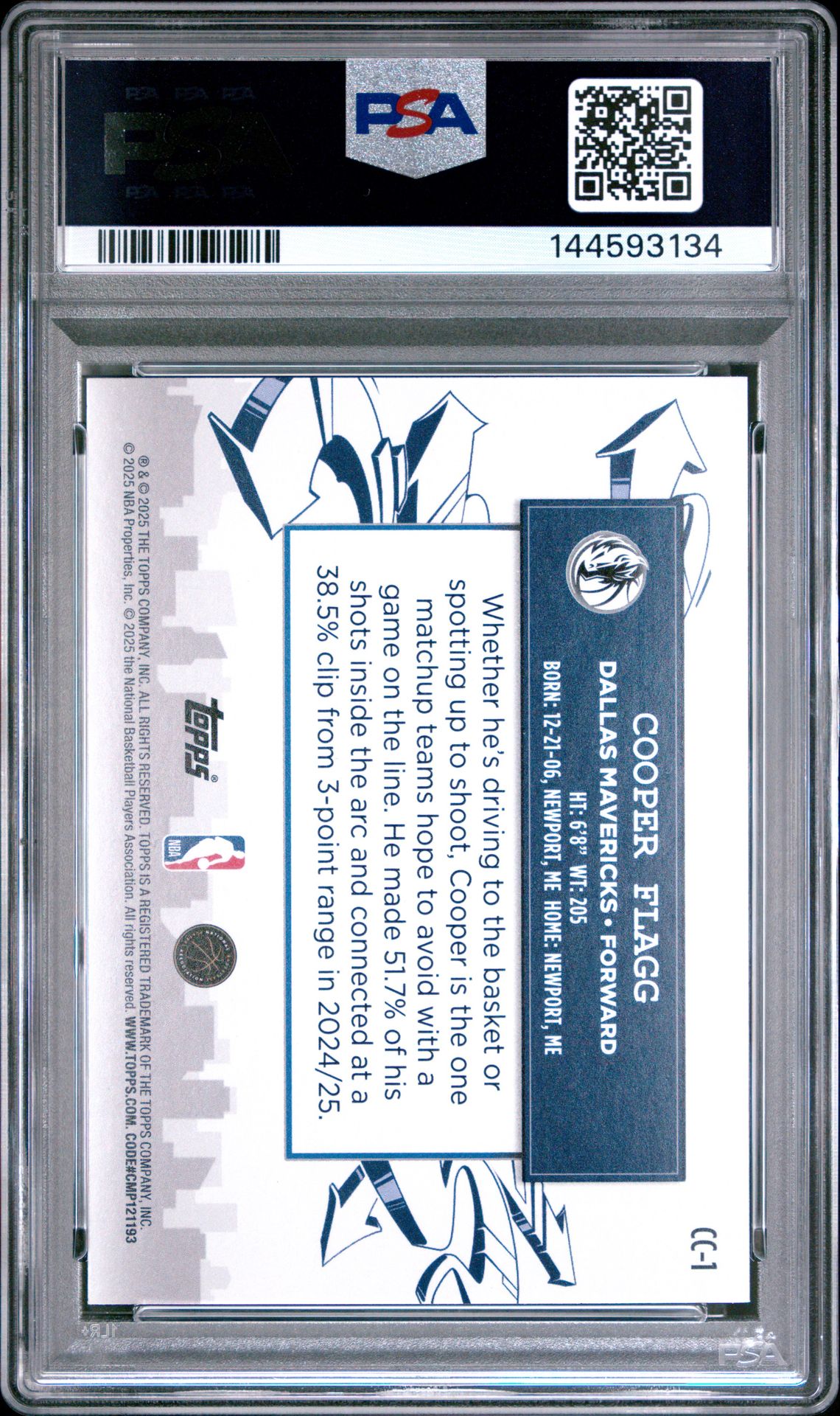 2025 Topps Clutch City Prospects Cooper Flagg #Cc-1 Nm-Mt 8 back