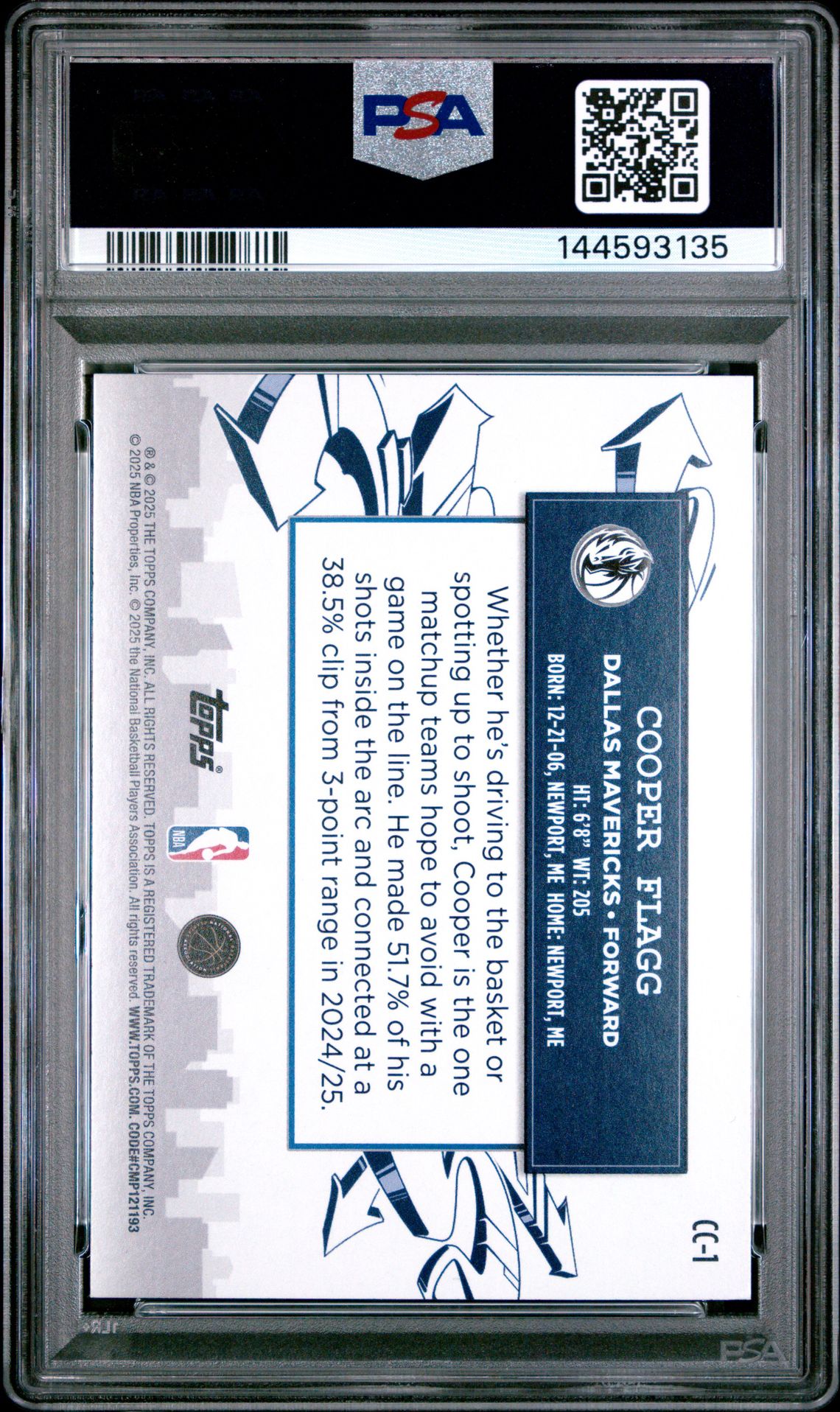 2025 Topps Clutch City Prospects Cooper Flagg #Cc-1 Nm-Mt 8 back