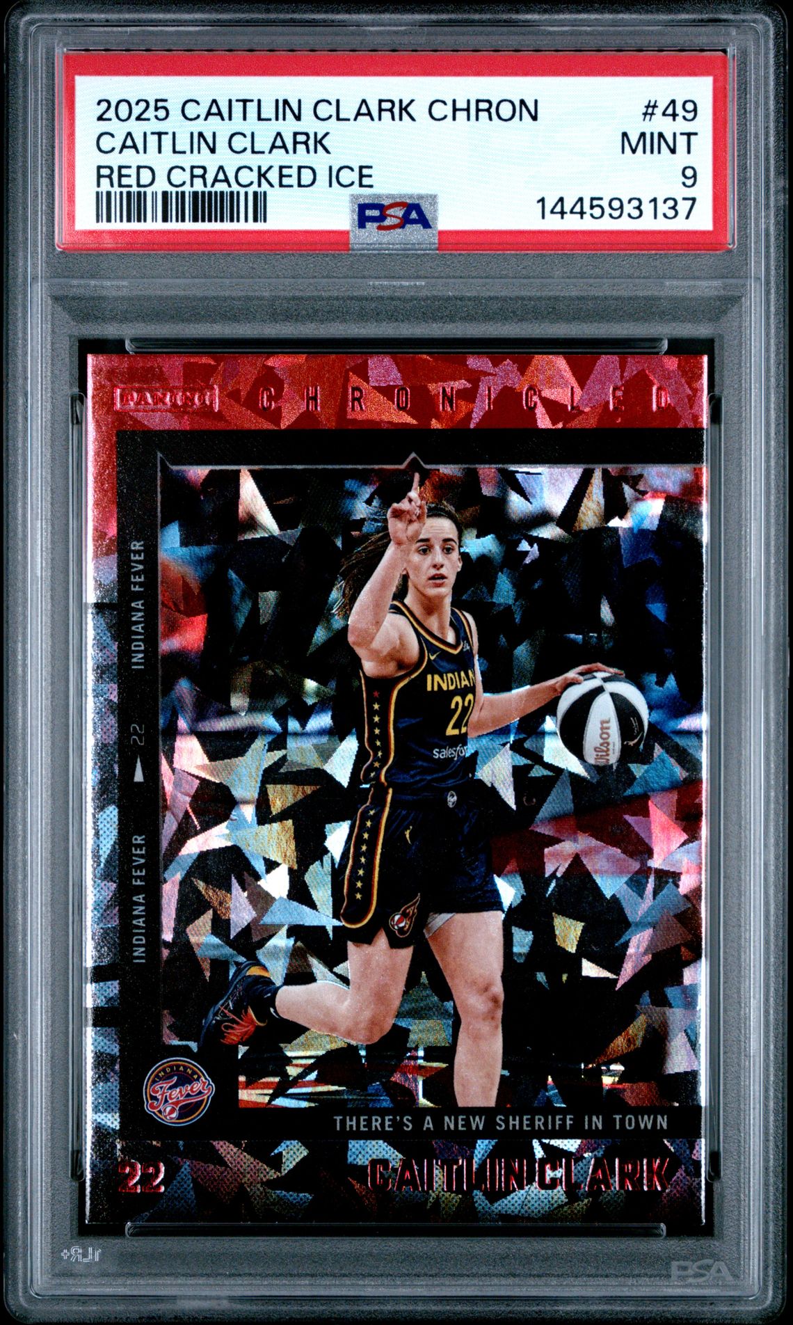 2025 Panini Caitlin Clark Chronicled Caitlin Clark #49 (Red Cracked Ice) Mint 9 front