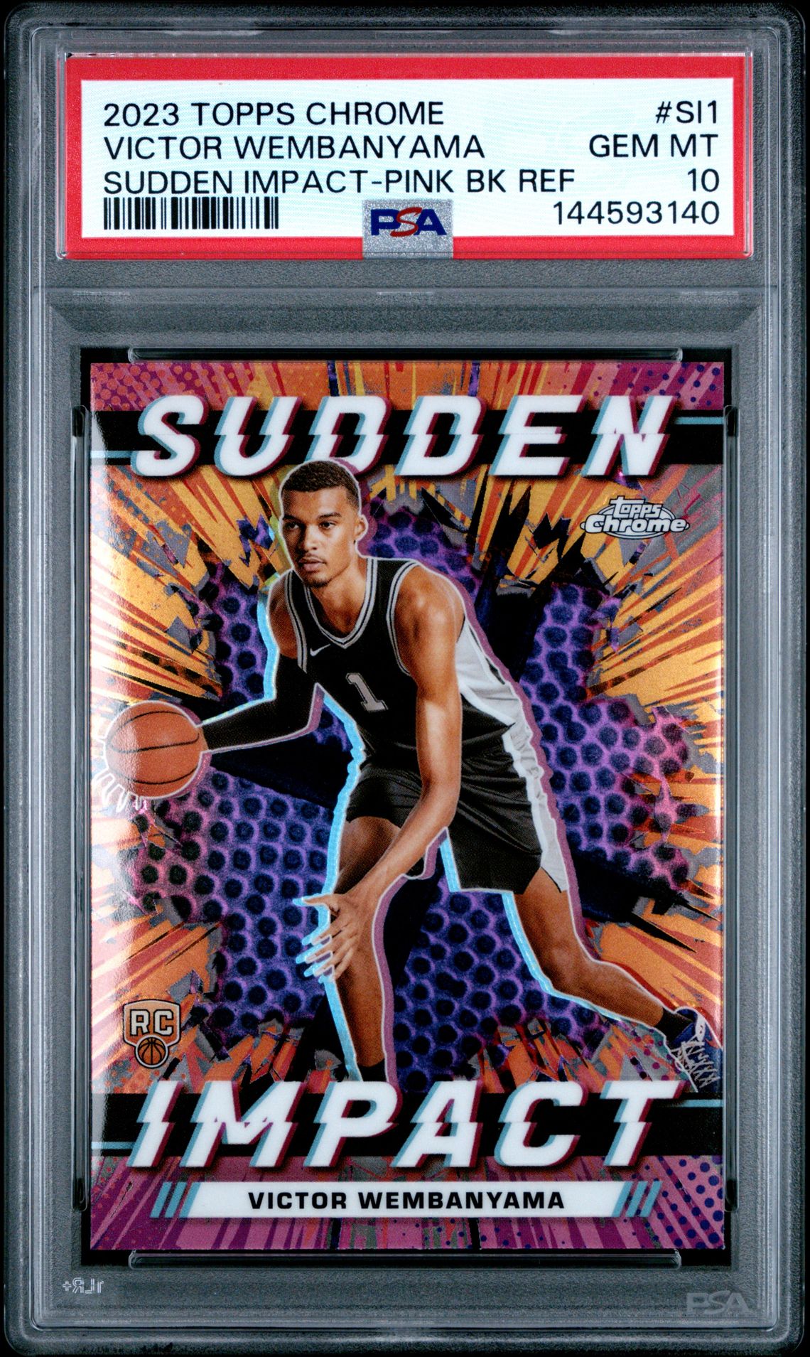 2023 Topps Chrome Sudden Impact Victor Wembanyama #Si1 (Sudden Impact-Pink Bk Ref) Gem Mt 10 front
