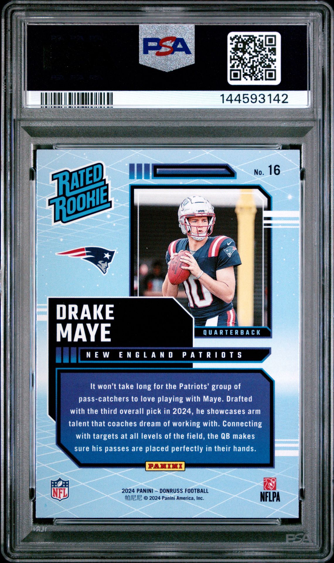 2024 Panini Donruss Rated Rookies Retro Drake Maye #16 Mint 9 back