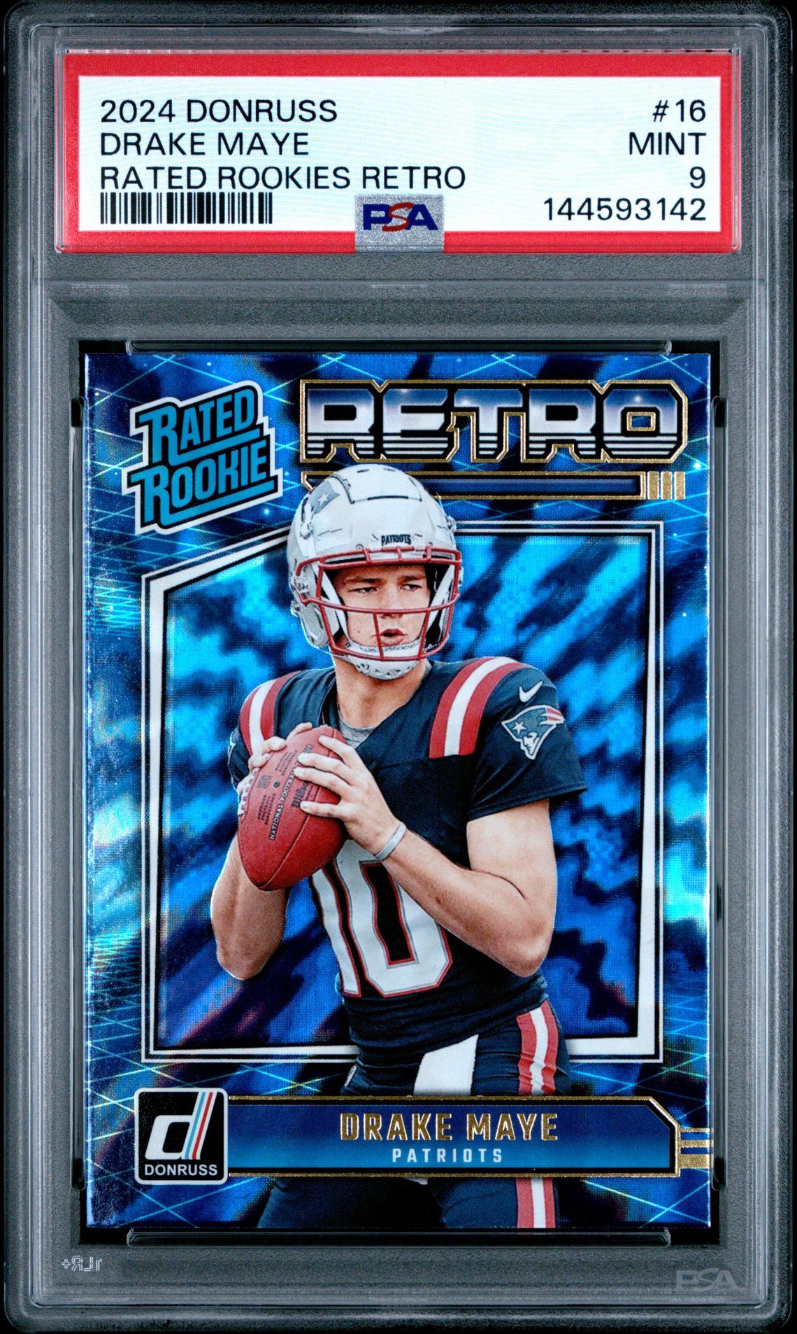 2024 Panini Donruss Rated Rookies Retro Drake Maye #16 Mint 9 front