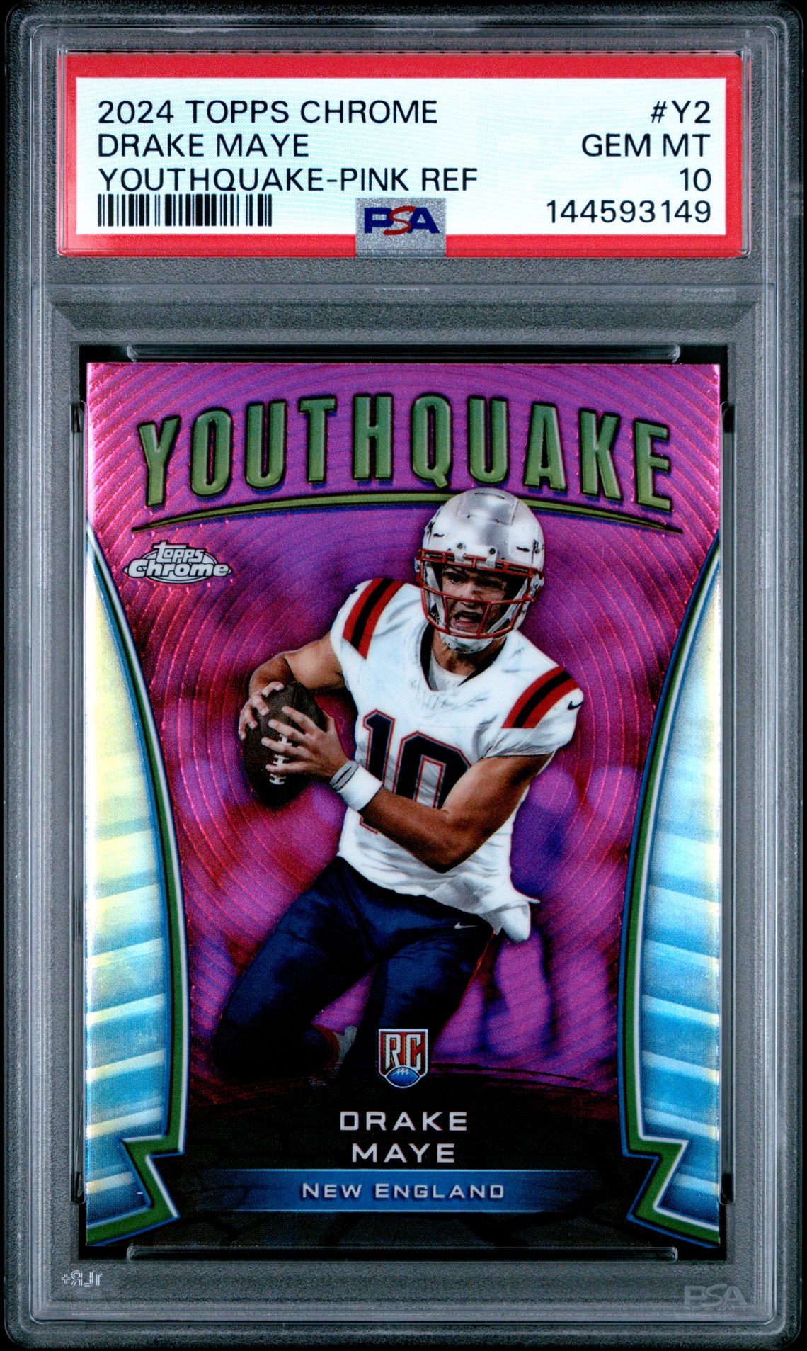 2024 Topps Chrome Youthquake Drake Maye #Y2 (Youthquake-Pink Ref) Gem Mt 10 front