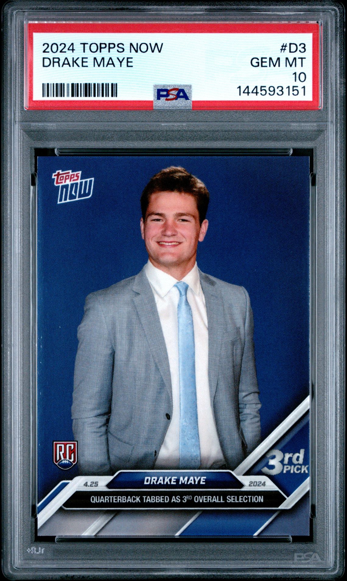 2024 Topps Now Drake Maye #D3 Gem Mt 10 front