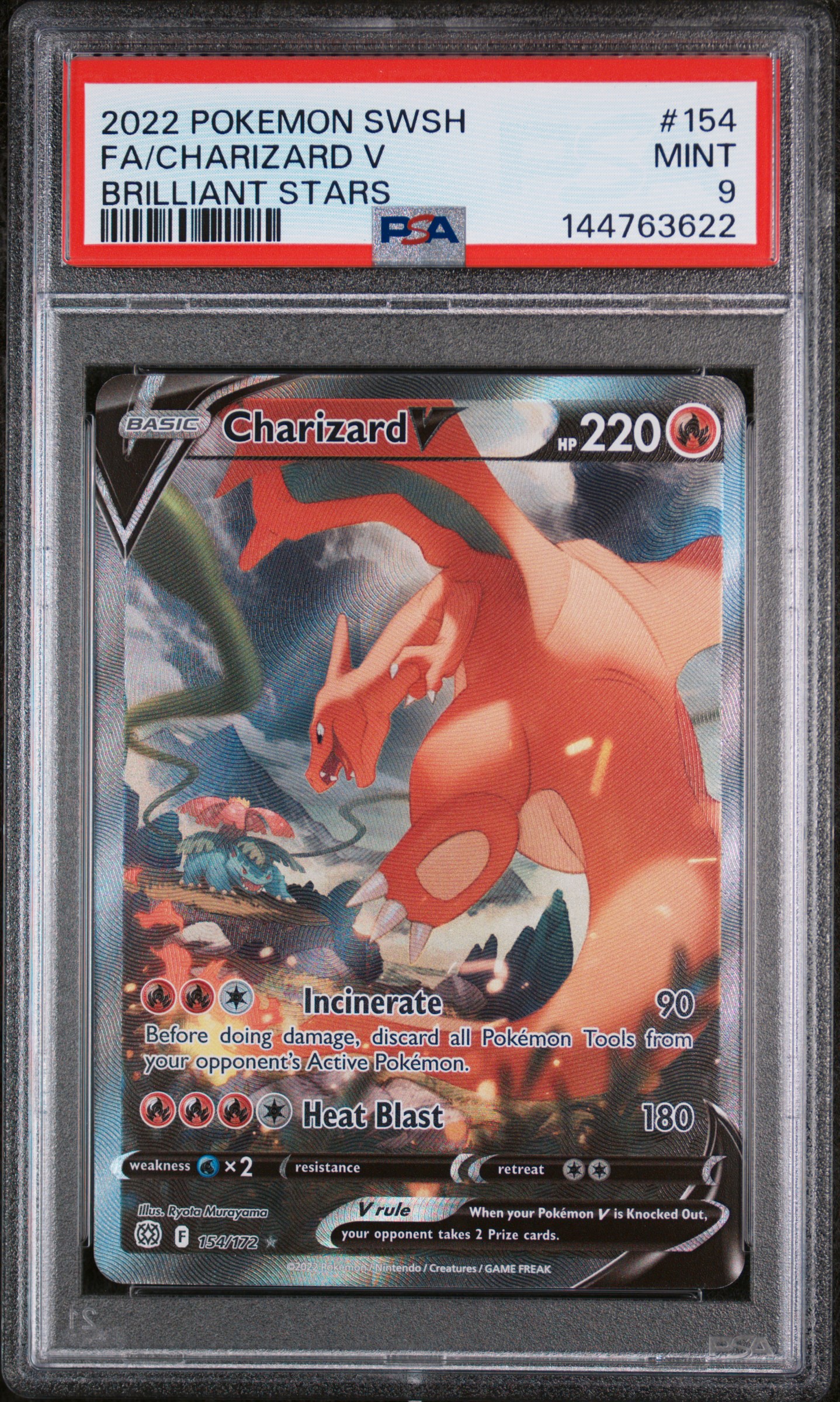 2022 #154 Full Art/Charizard V PSA 9 Sword & Shield Brilliant Stars