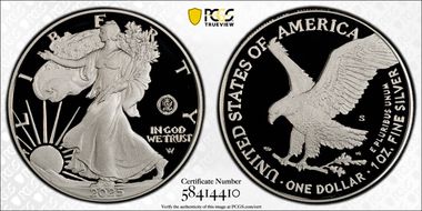 2025-S $1 Silver Eagle w/ U.S. Navy Privy 250th Anniversary PR70DCAM