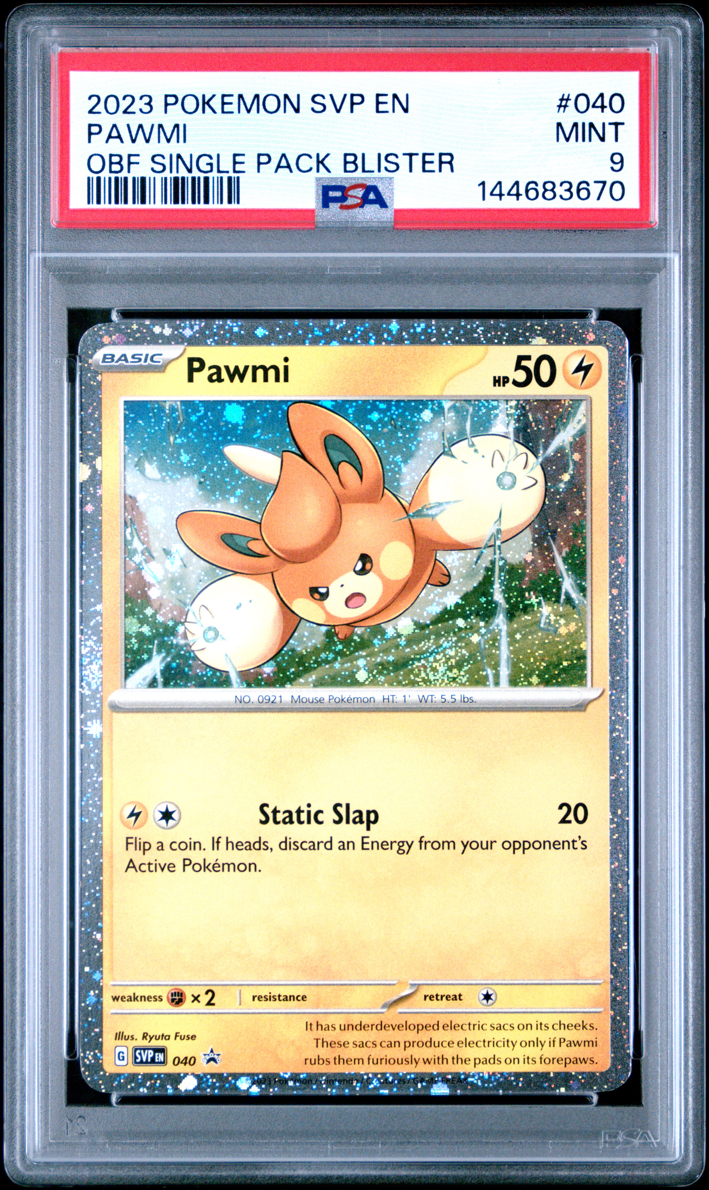 2023 #040 Pawmi PSA 9 Svp EN-SV Black Star Promo Pokemon