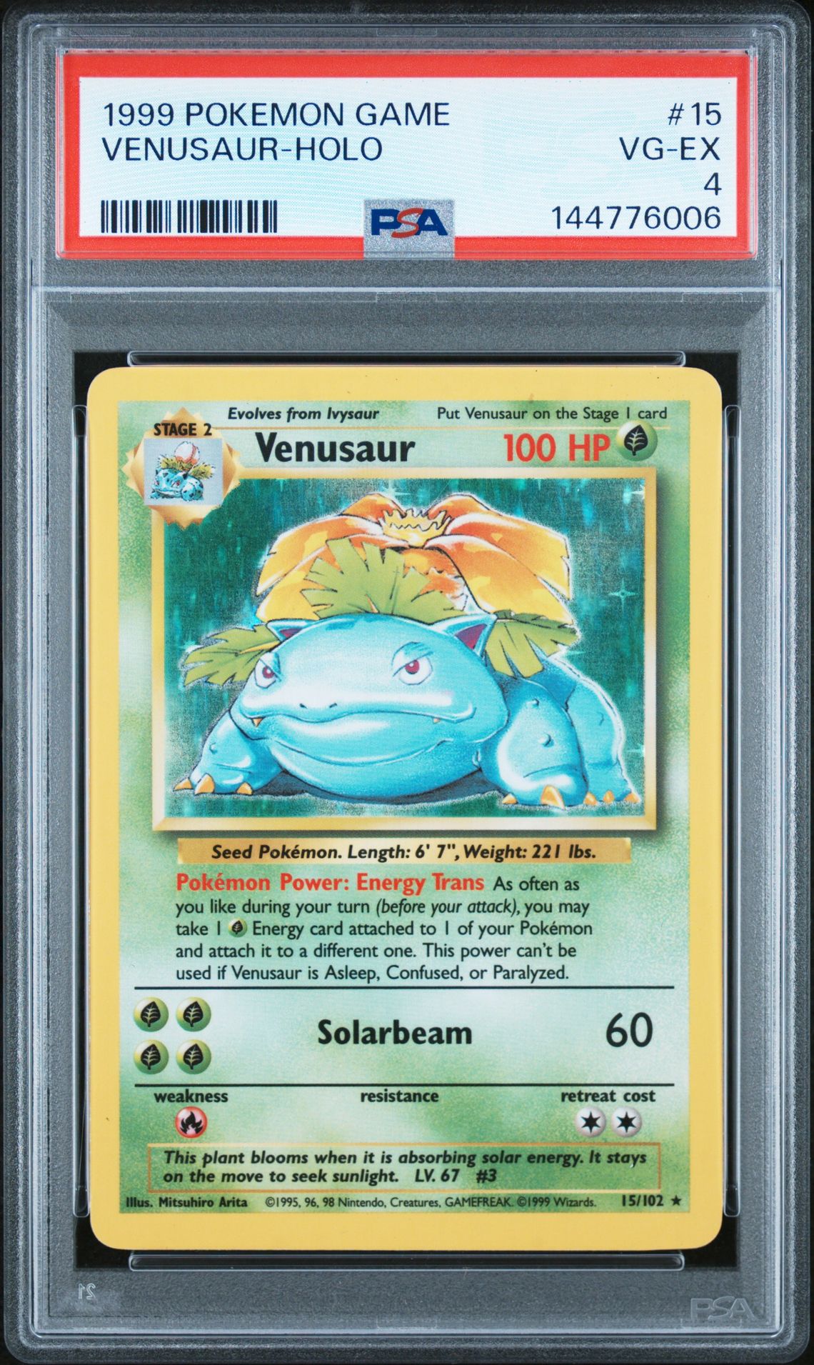 1999 Pokemon POKEMON GAME #15 Venusaur-Holo front