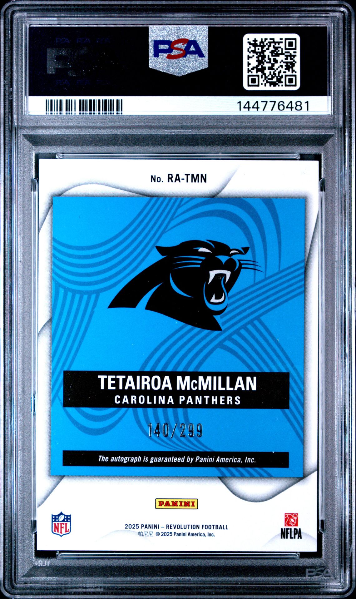 2025 Panini Revolution Rookie Autographs Tetairoa Mcmillan #Ra-Tmn Gem Mt 10 back