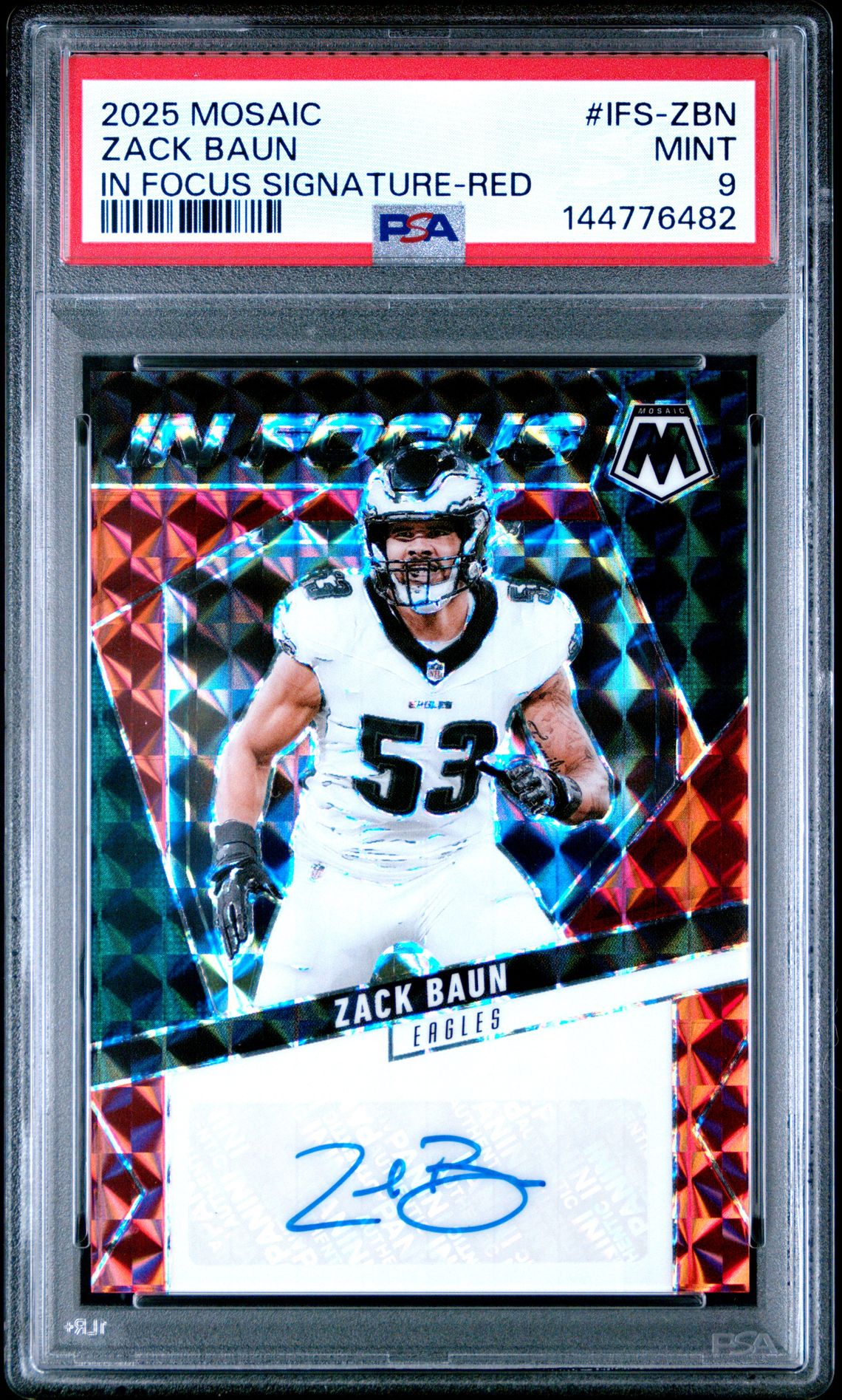 2025 Panini Mosaic In Focus Signatures Zack Baun #Ifs-Zbn (In Focus Signature-Red) Mint 9 front