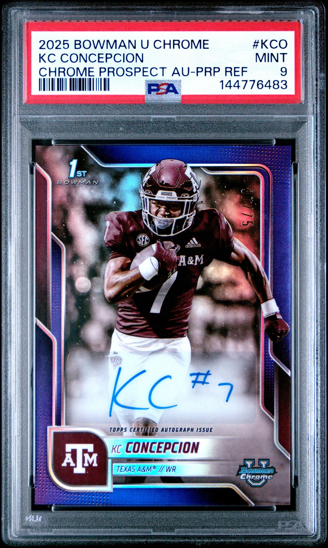 2025 Bowman University Chrome Bowman Chrome Prospect Autographs Kc Concepcion #Kco (Chr Pros Au-Purple Ref) Mint 9 front