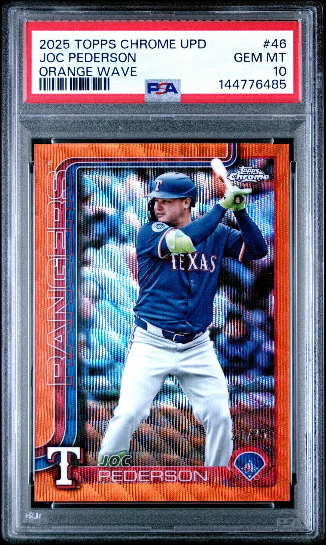 2025 Topps Chrome Update Joc Pederson #46 (Orange Wave) Gem Mt 10 front