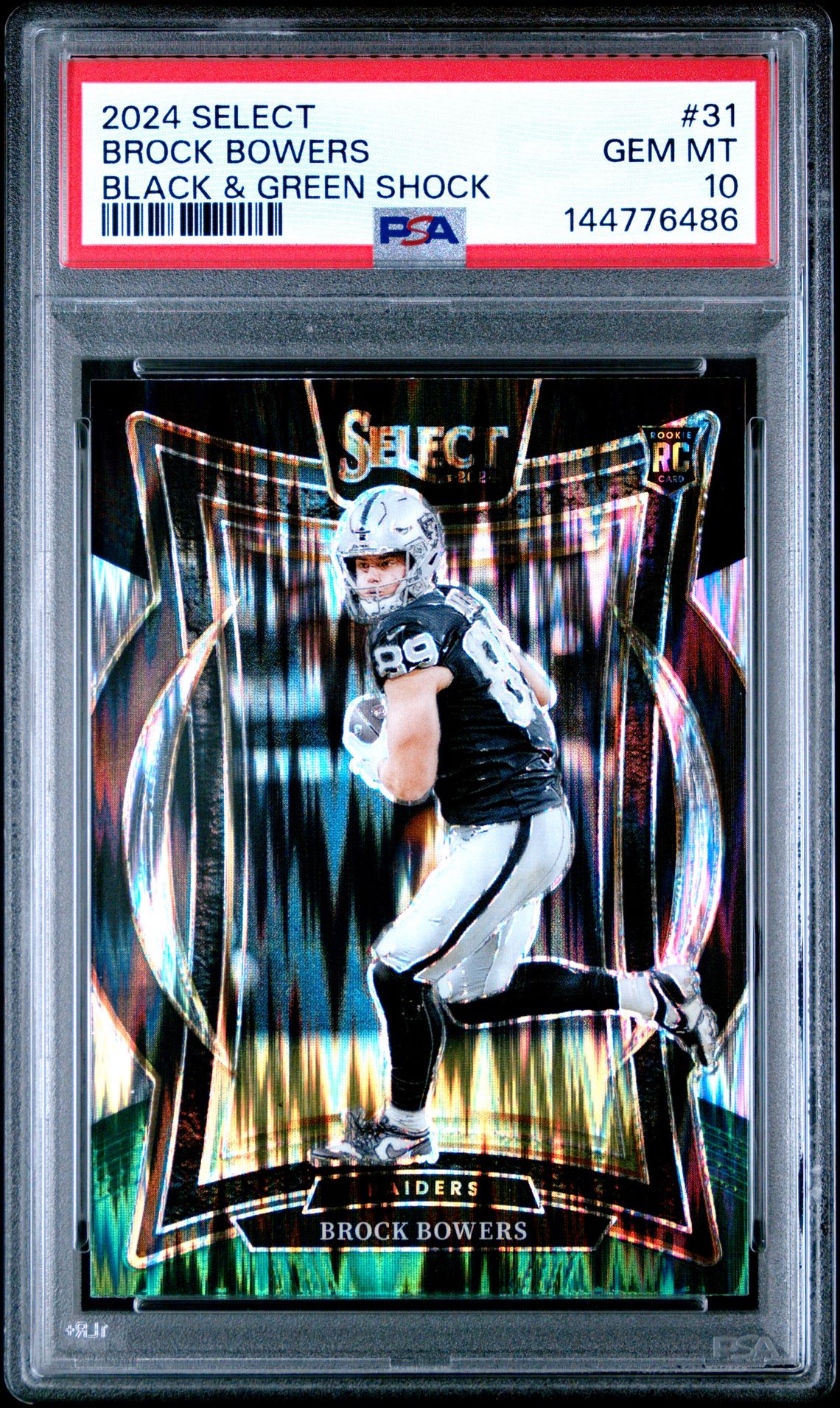 2024 Panini Select Brock Bowers #31 (Black & Green Shock) Gem Mt 10 front