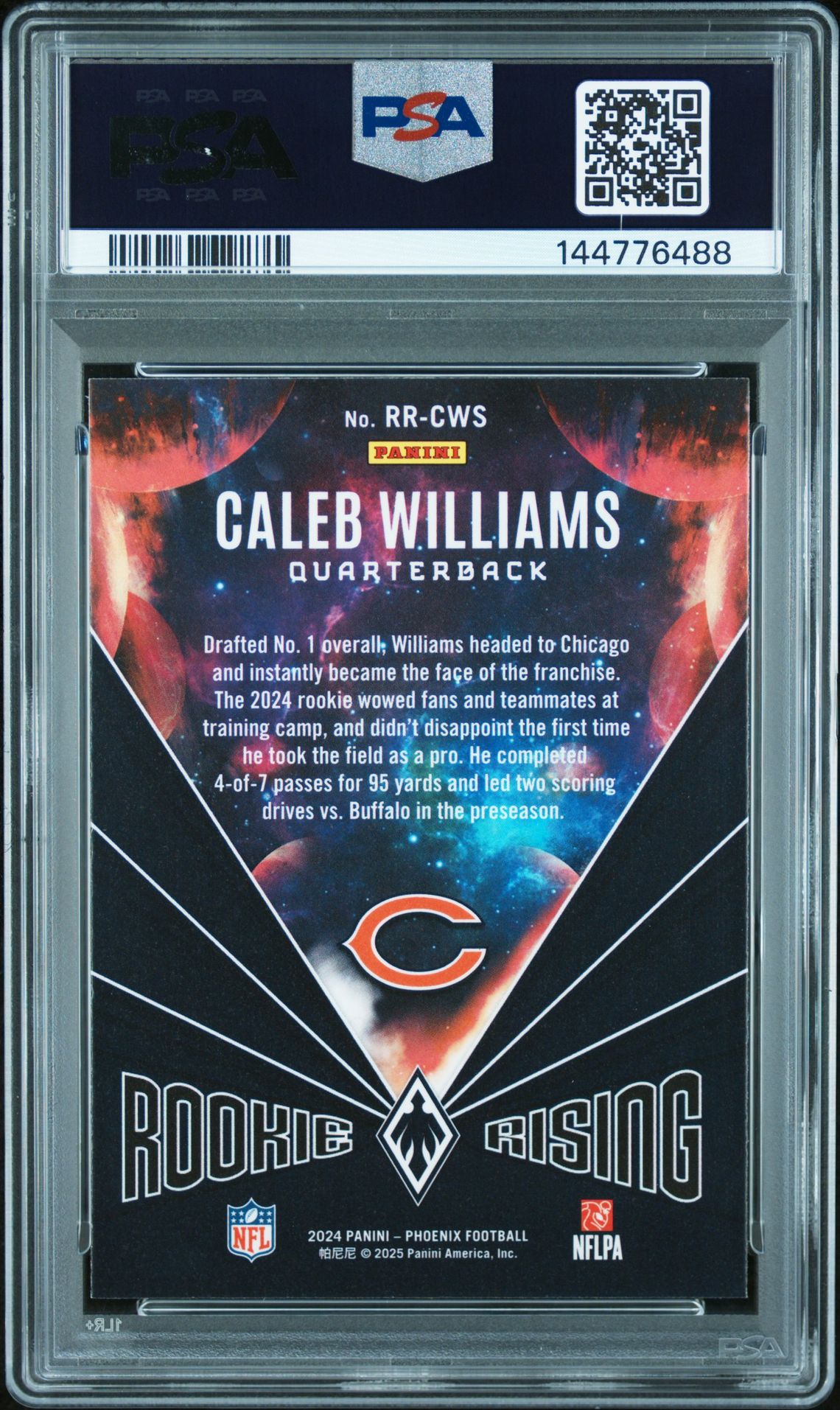2024 Panini Phoenix Rookie Rising Caleb Williams #Rrcws Gem Mt 10 back