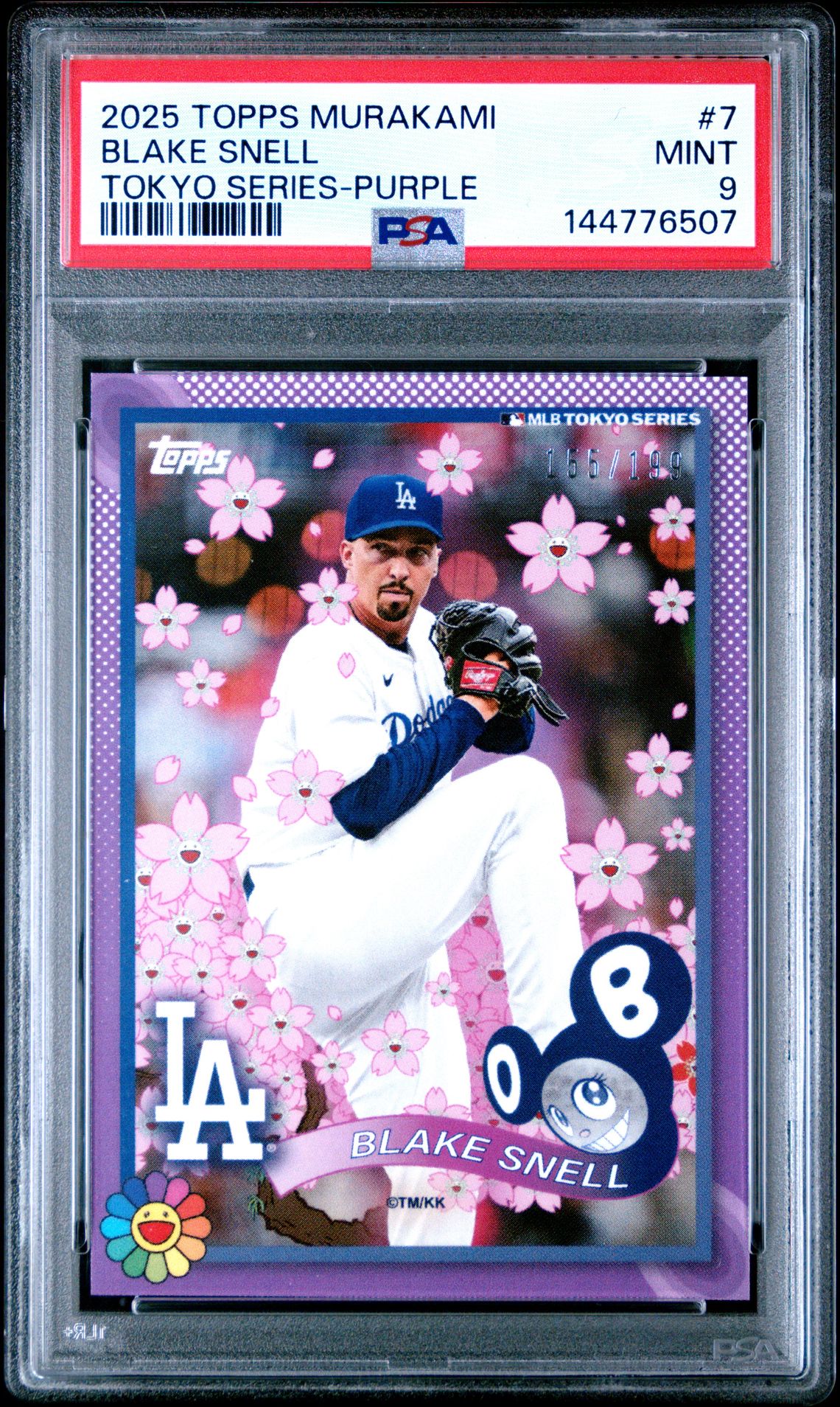 2025 Topps Takashi Murakami + Mlb World Tour Tokyo Series Blake Snell #7 (Tokyo Series-Purple) Mint 9 front