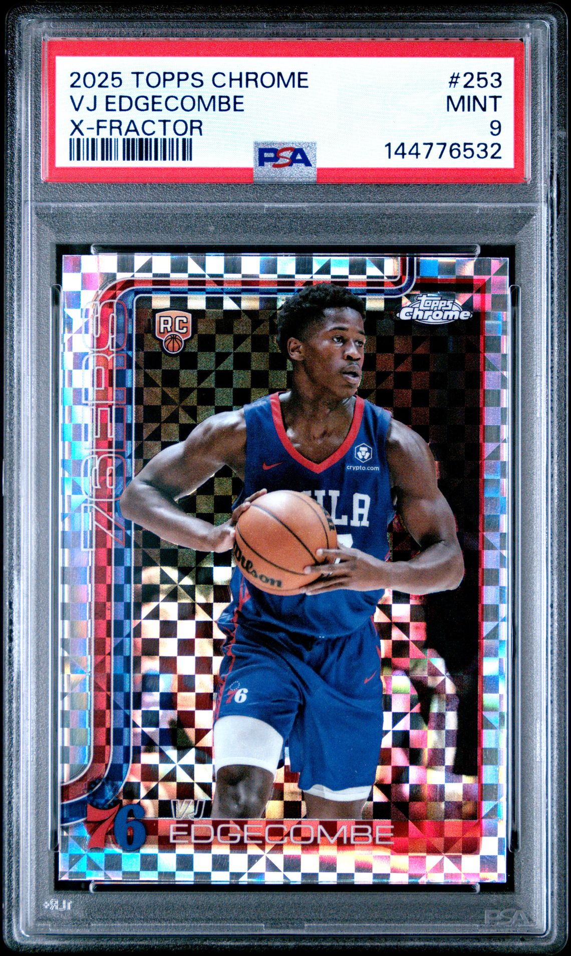 2025 Topps Chrome Vj Edgecombe #253 (X-Fractor) Mint 9 front