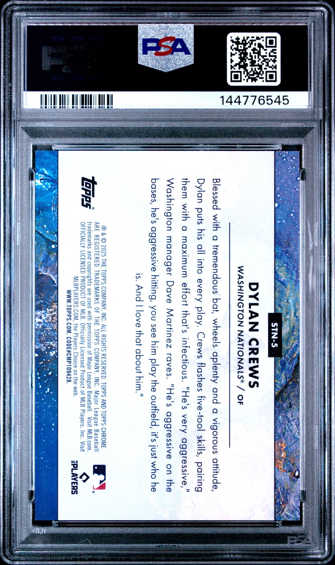 2025 Topps Cosmic Chrome Stars In The Night Dylan Crews #5 Mint 9 back