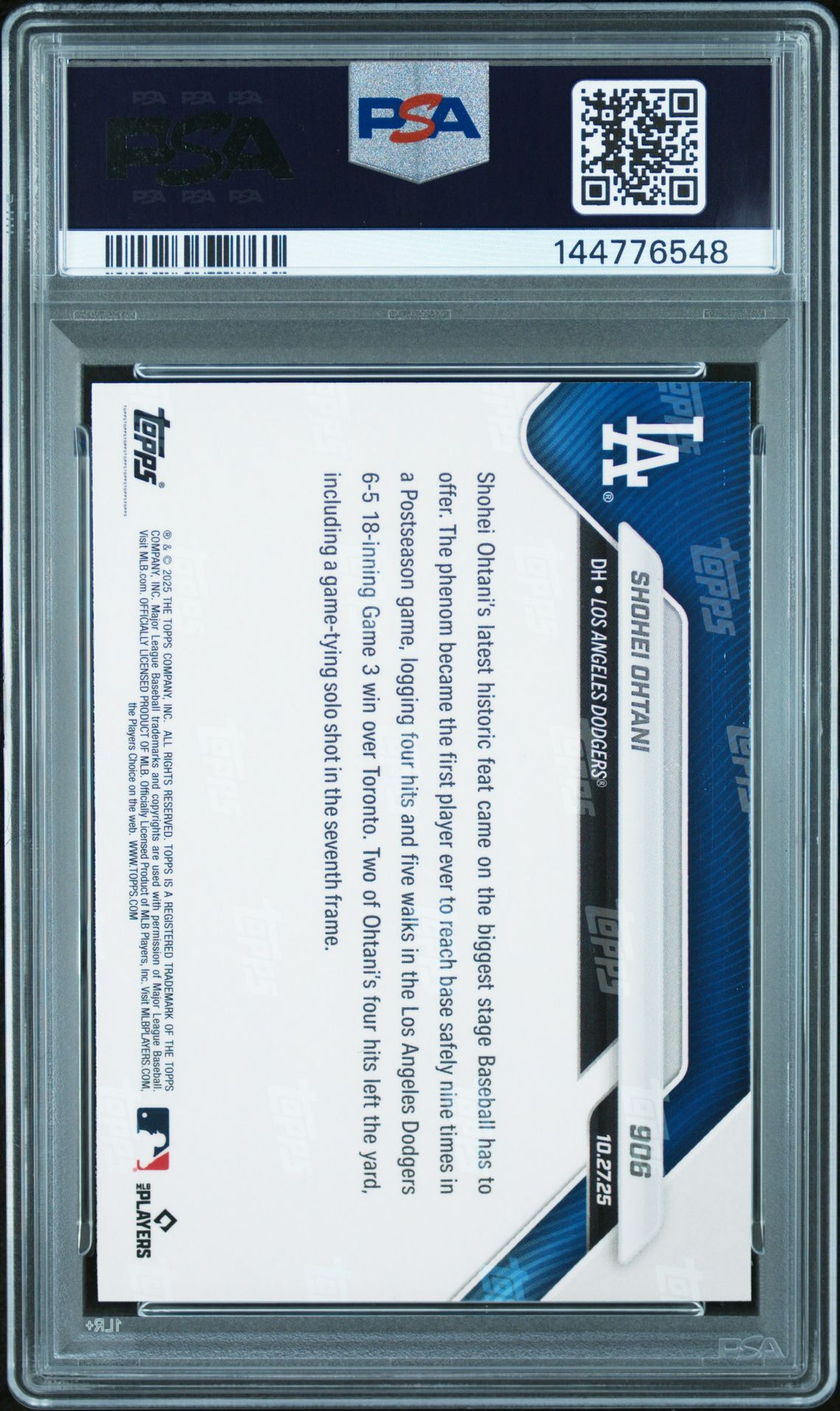 2025 Topps Now Shohei Ohtani #906 Mint 9 back