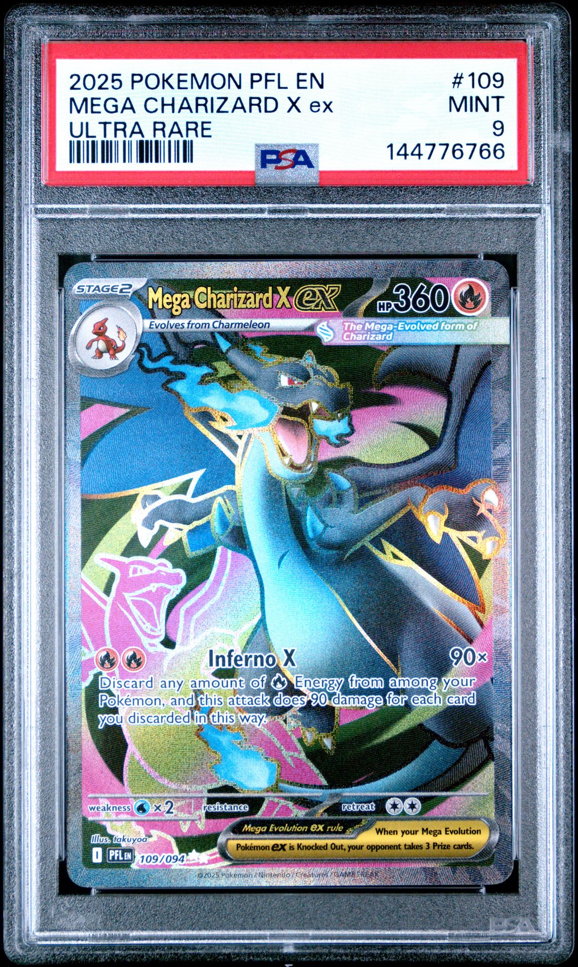 2025 Pokemon Pfl En-Phantasmal Flames Mega Charizard X Ex #109 (Ultra Rare) Mint 9 front