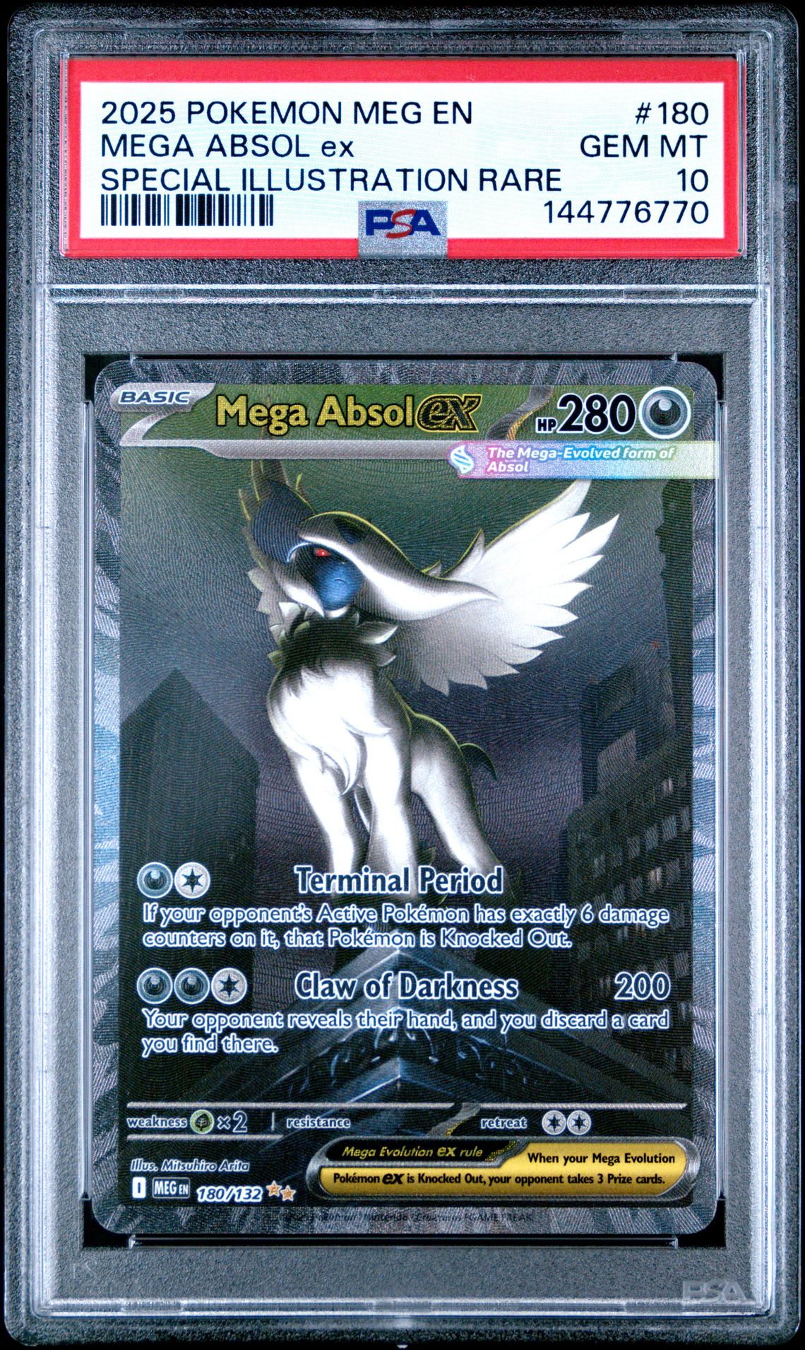 2025 Pokemon Meg En-Mega Evolution Mega Absol Ex #180 (Special Illustration Rare) Gem Mt 10 front