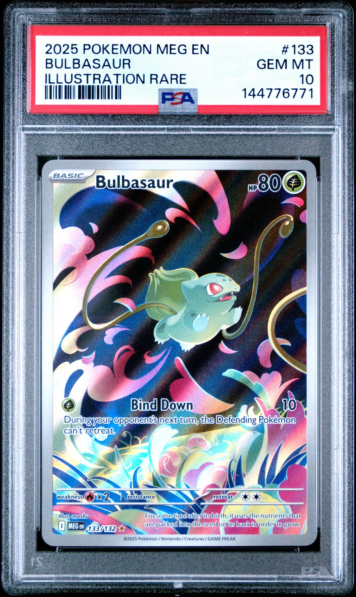 2025 Pokemon Meg En-Mega Evolution Bulbasaur #133 (Illustration Rare) Gem Mt 10 front