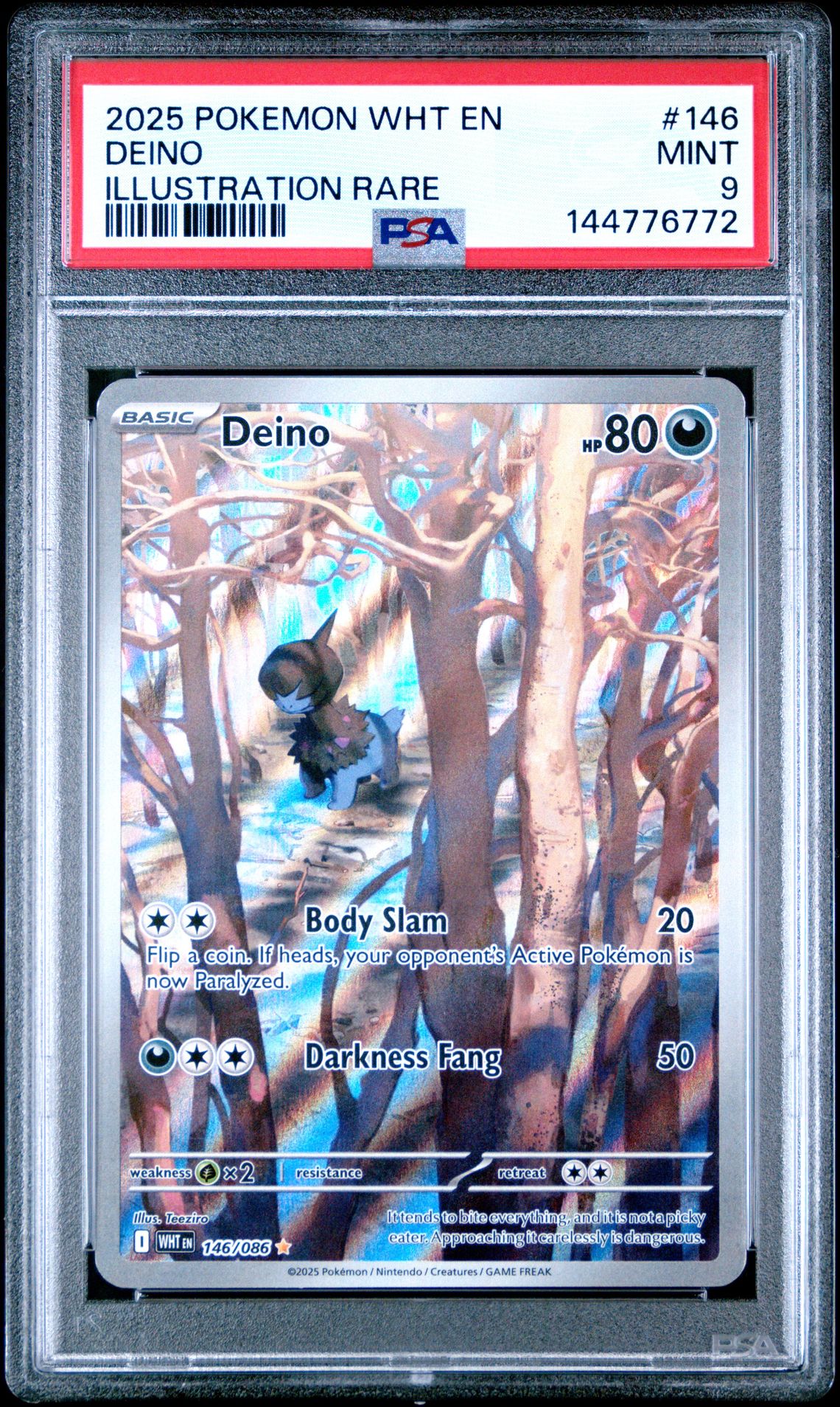 2025 Pokemon Wht En-White Flare Deino #146 (Illustration Rare) Mint 9 front