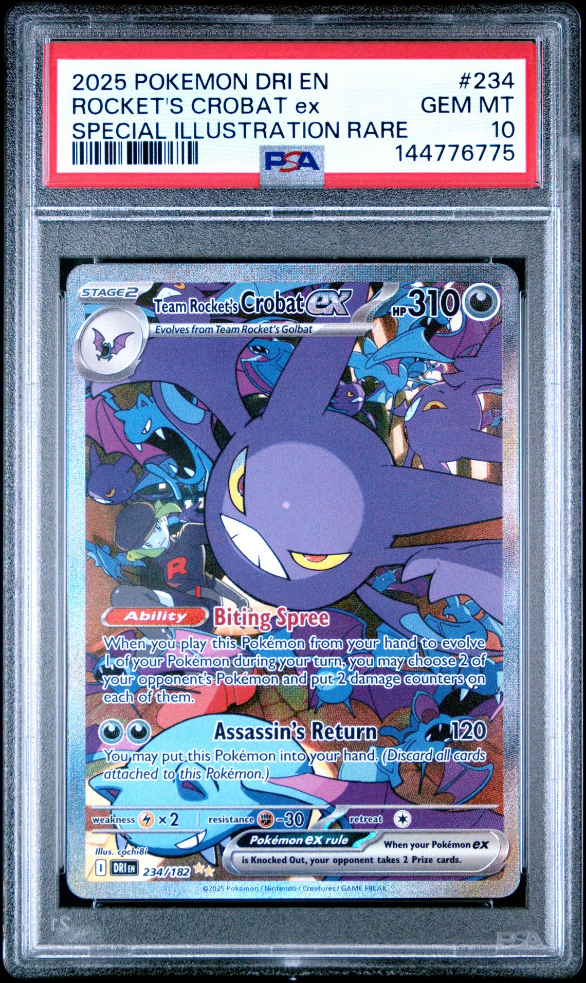 2025 Pokemon Dri En-Destined Rivals Rocket's Crobat Ex #234 (Special Illustration Rare) Gem Mt 10 front