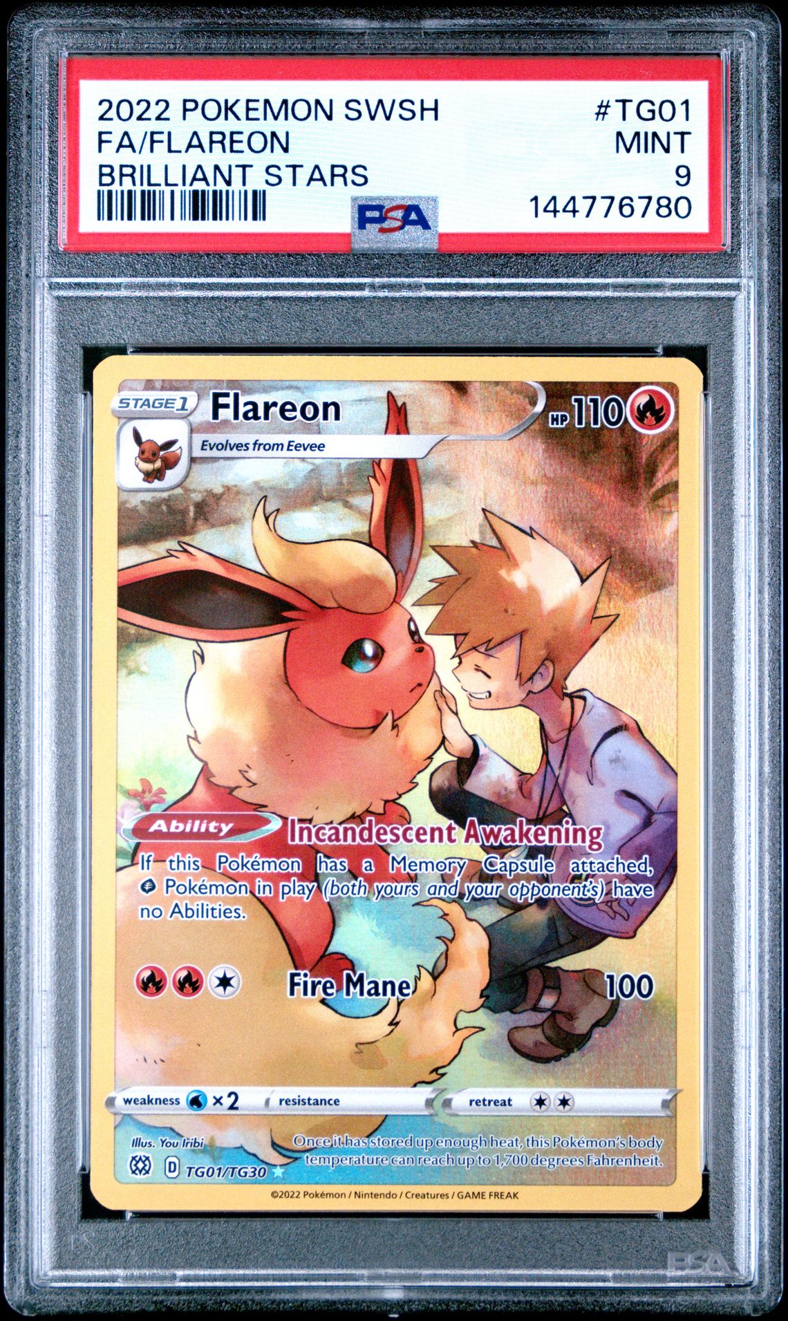 2022 Pokemon Sword & Shield Brilliant Stars Fa/Flareon #Tg01 (Brilliant Stars) Mint 9 front