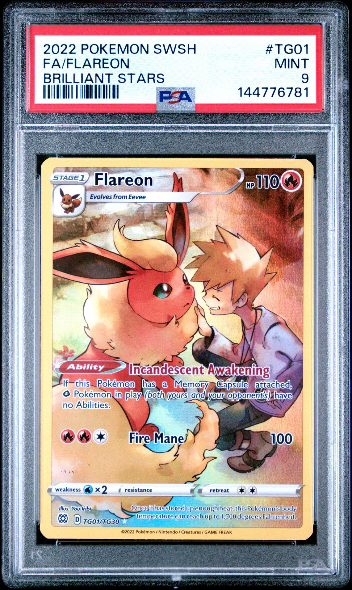 2022 Pokemon Sword & Shield Brilliant Stars Fa/Flareon #Tg01 (Brilliant Stars) Mint 9 front