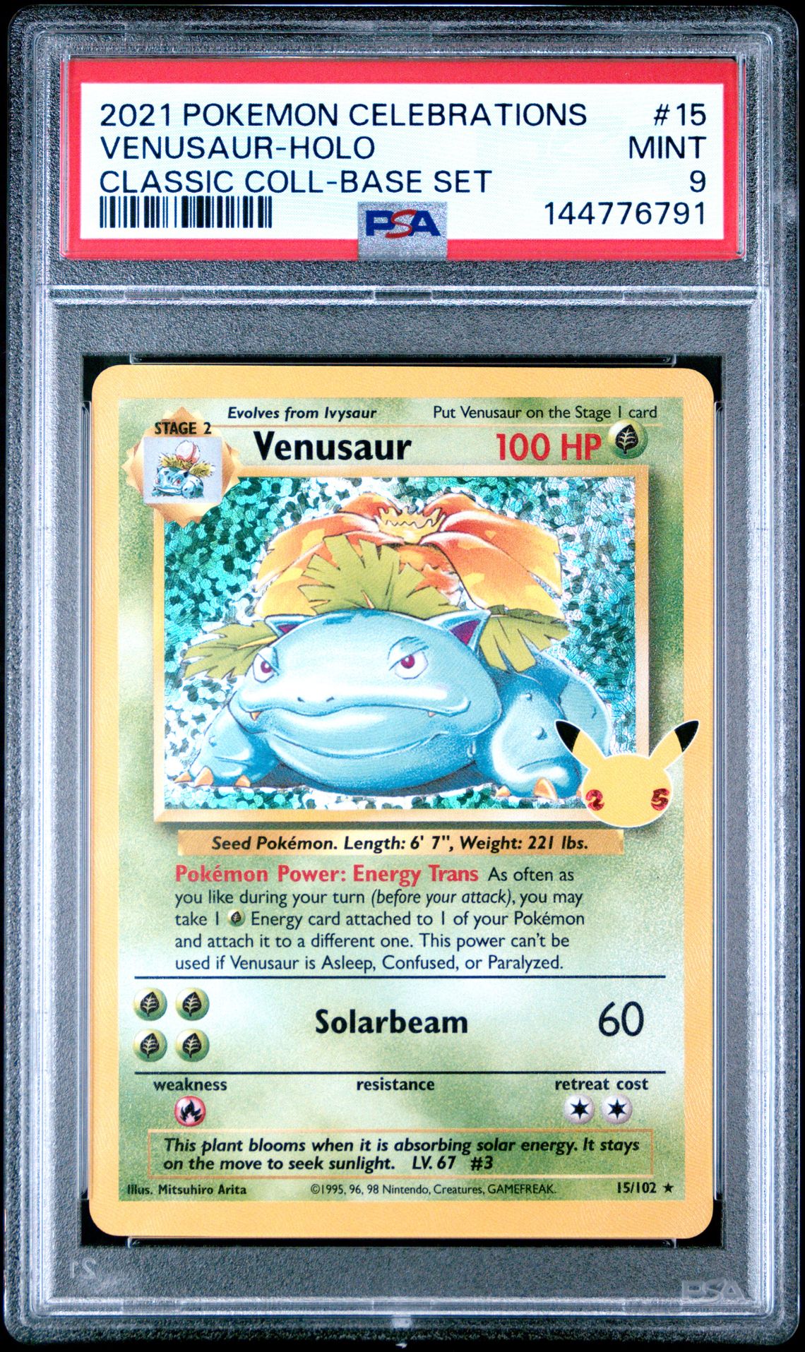 2021 Pokemon Celebrations Classic Collection Venusaur-Holo #15 (Classic Coll-Base Set) Mint 9 front